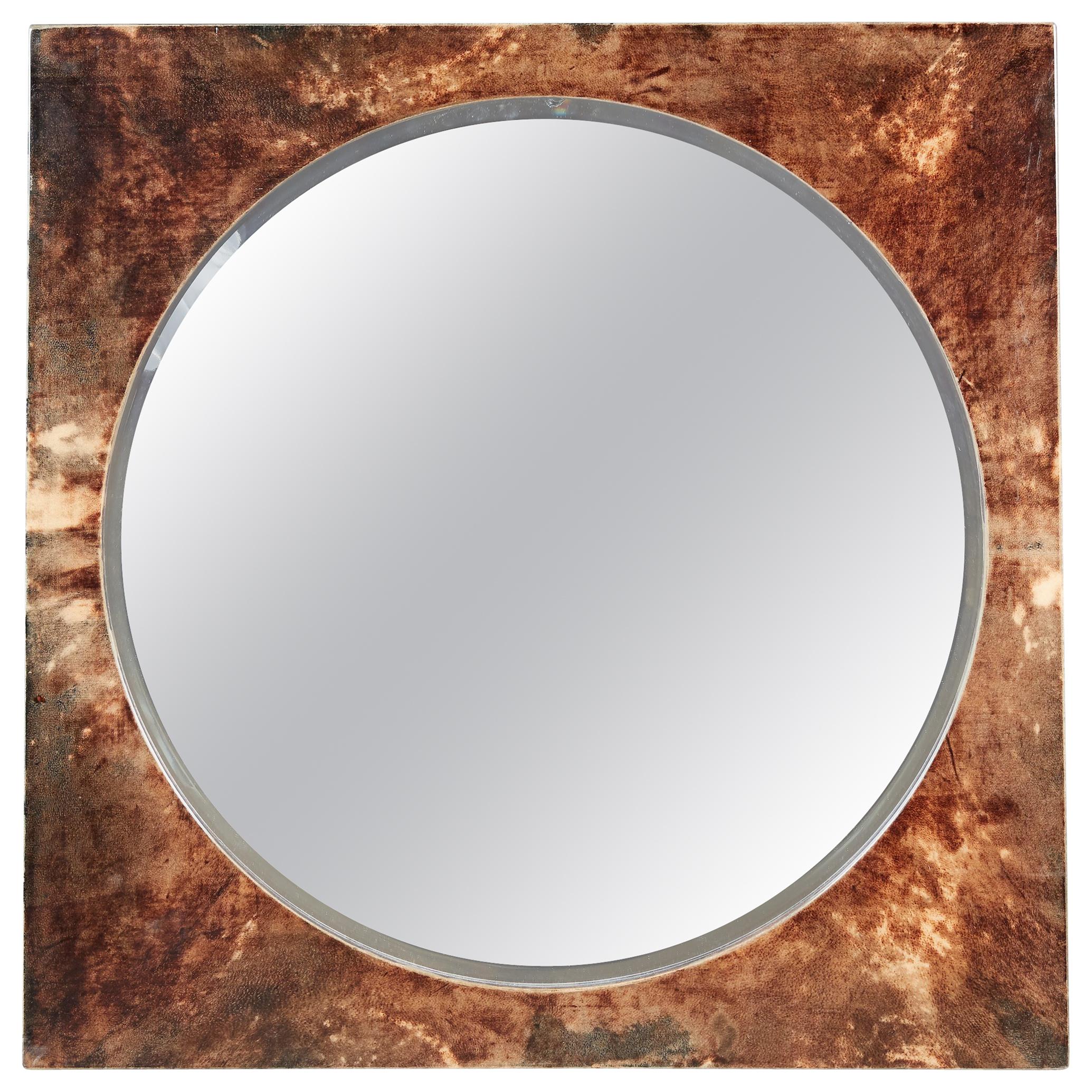 Lacquered Goat Skin Mirror by Aldo Tura