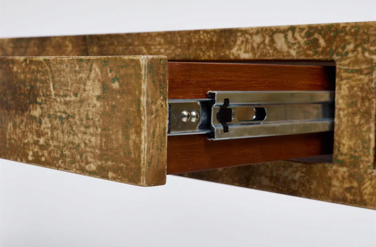 Lacquered Goatskin and Mahogany Console Table by Enrique Garcel, 1980s For Sale 6