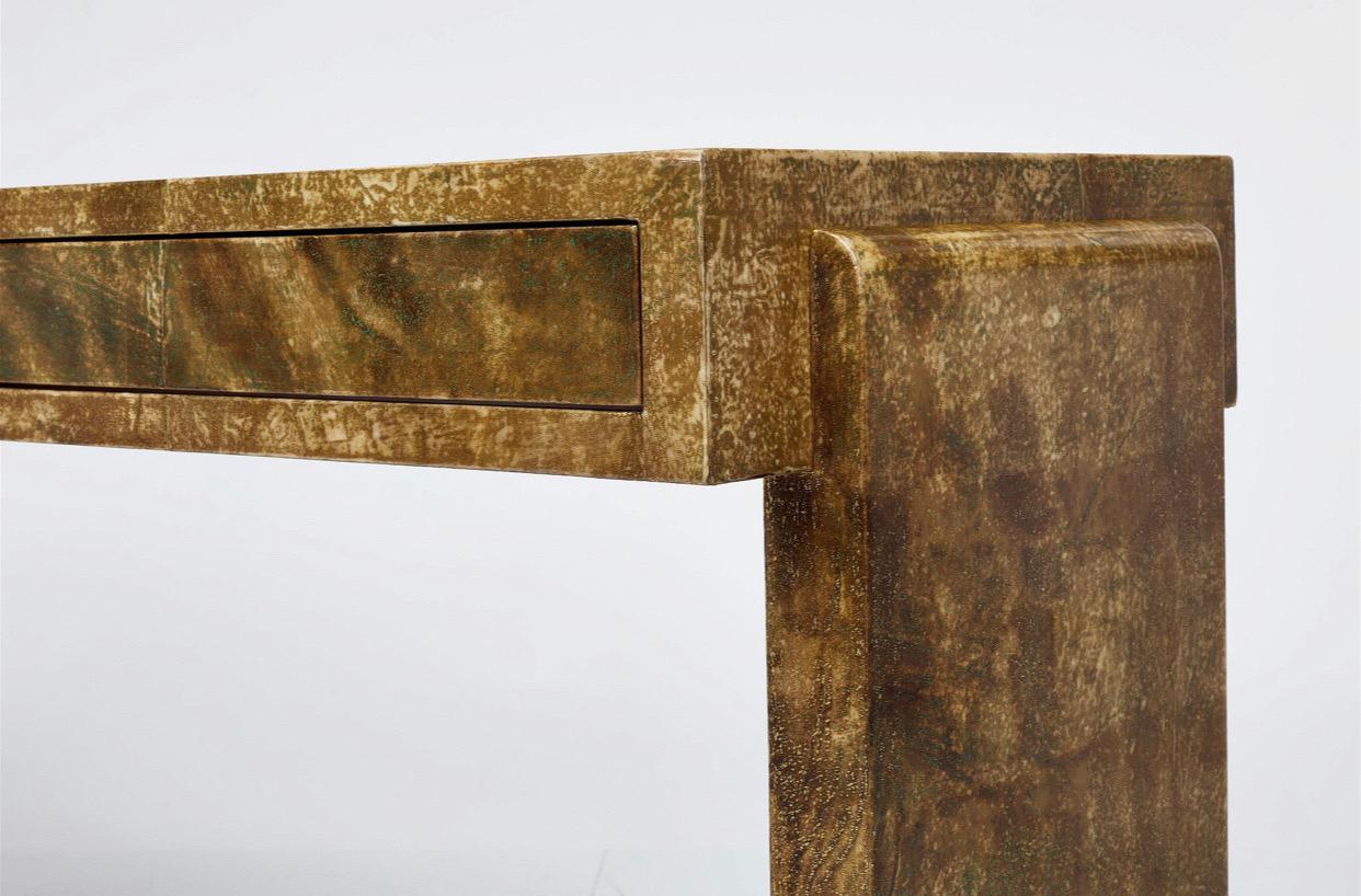 Late 20th Century Lacquered Goatskin and Mahogany Console Table by Enrique Garcel, 1980s For Sale