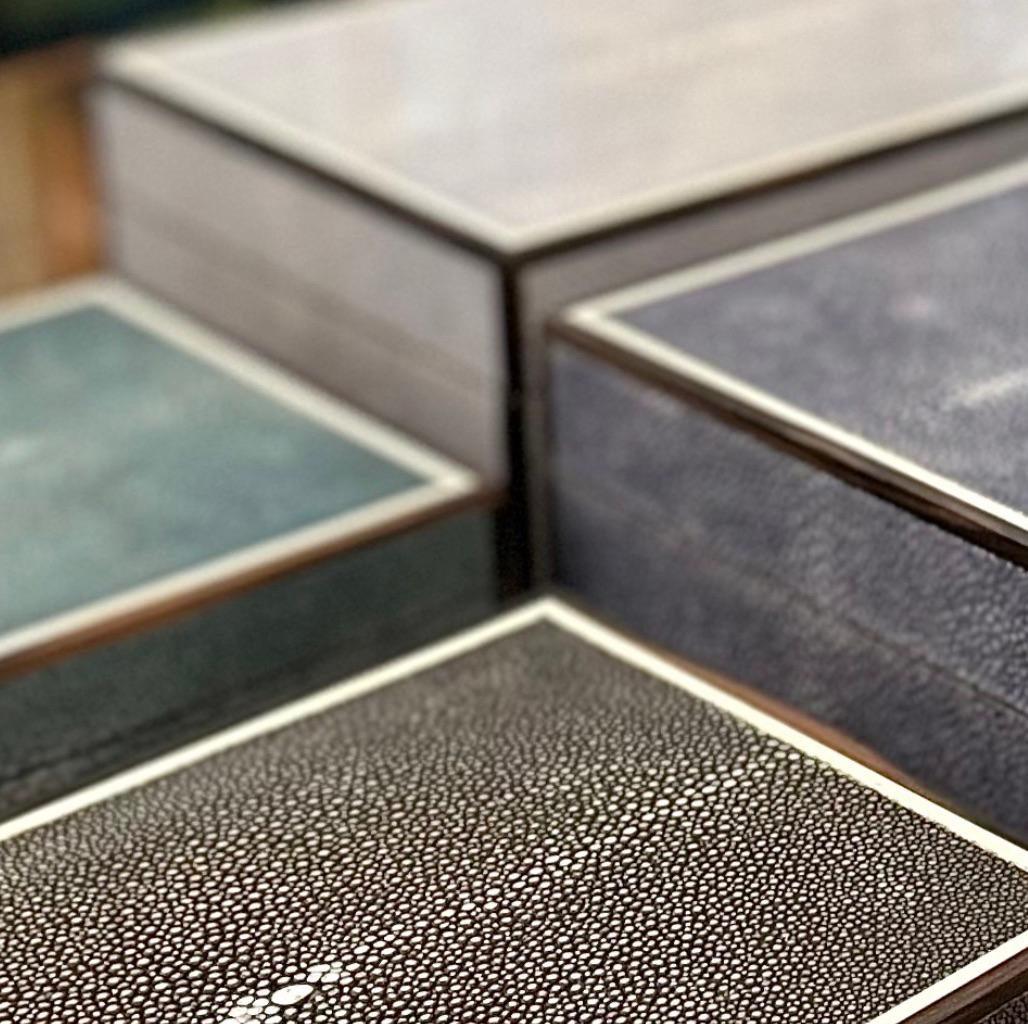 Lacquered Goatskin and Walnut Vanity Box For Sale 1