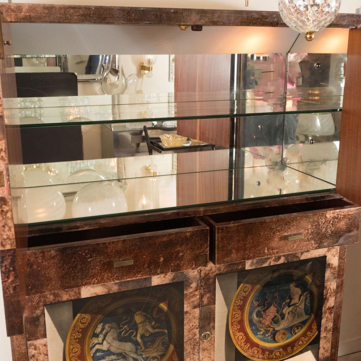 Italian Lacquered Goatskin Cabinet with Tromp L'oeil Design