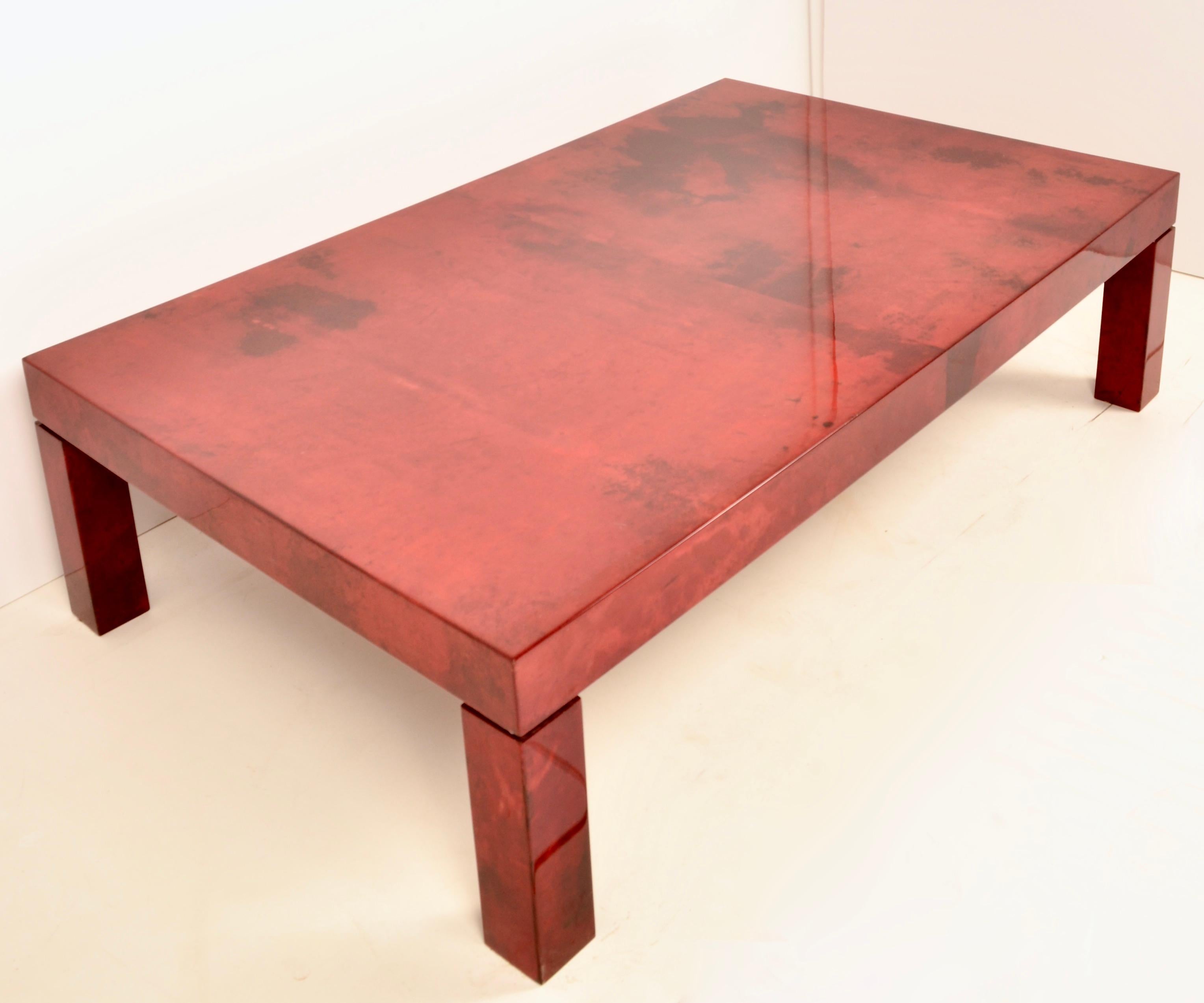 Mid-Century Modern Lacquered Goatskin Cocktail Table in the Style of Aldo Tura, Italy, 1970s For Sale