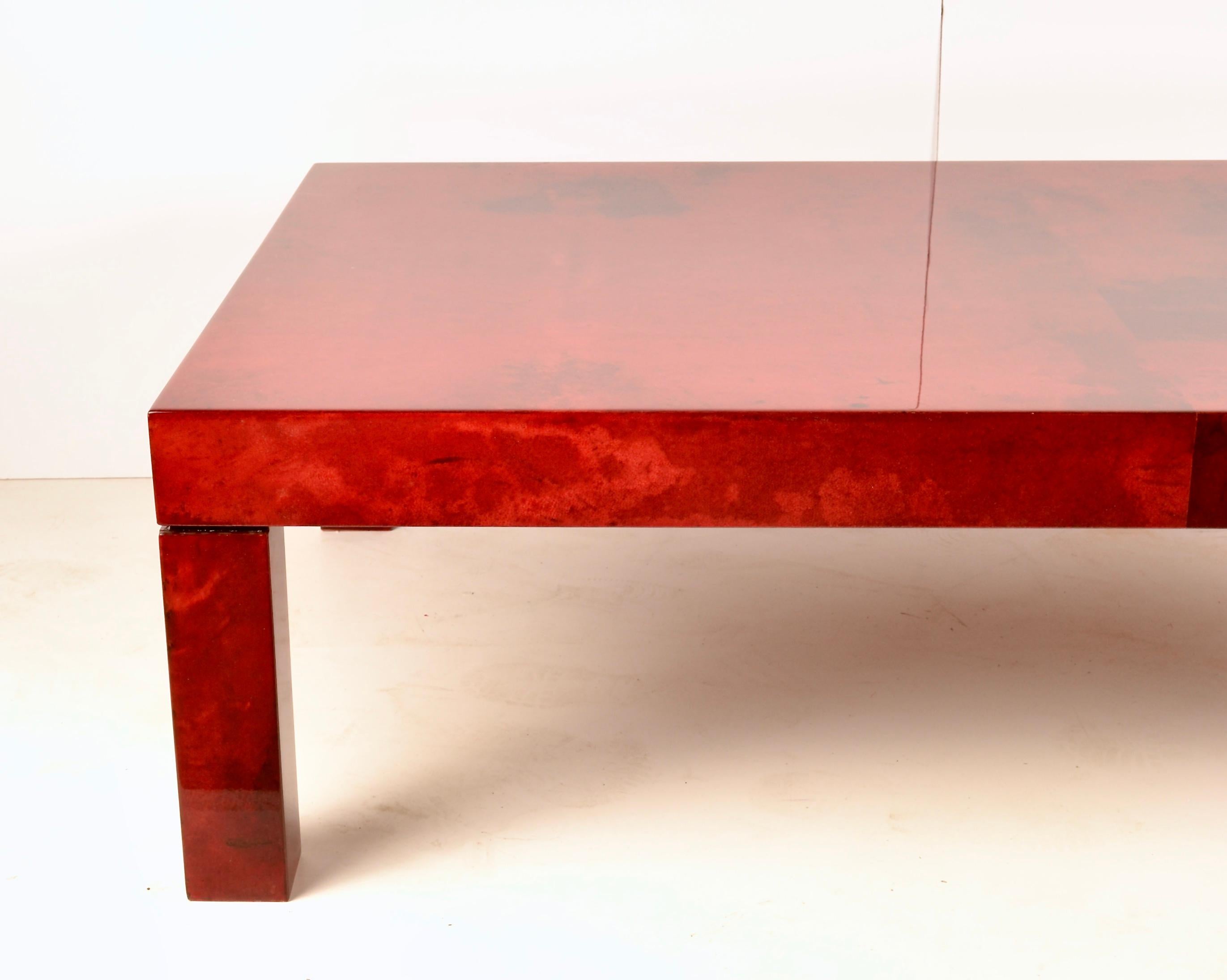 Late 20th Century Lacquered Goatskin Cocktail Table in the Style of Aldo Tura, Italy, 1970s For Sale