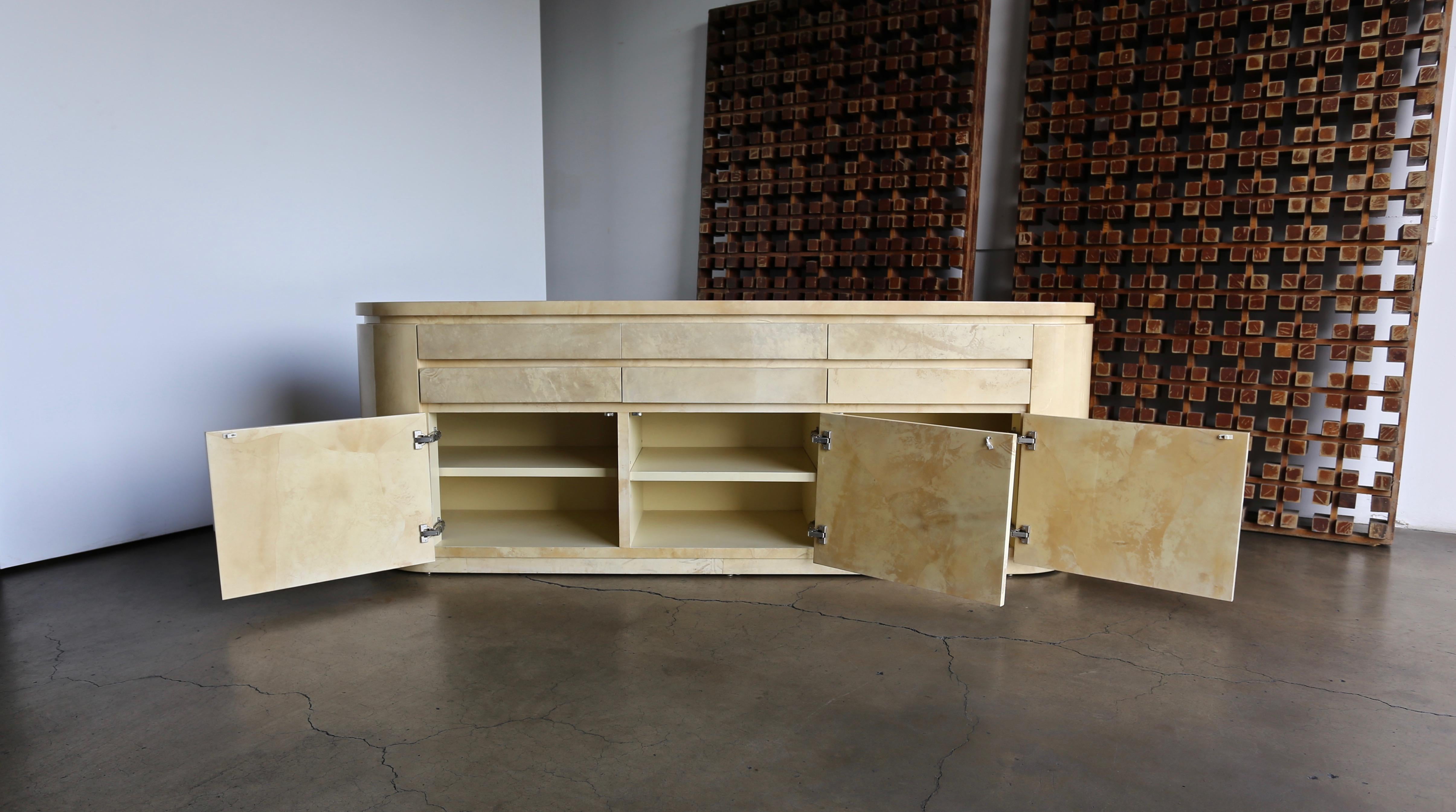 Lacquered Goatskin Credenza, circa 1975 5