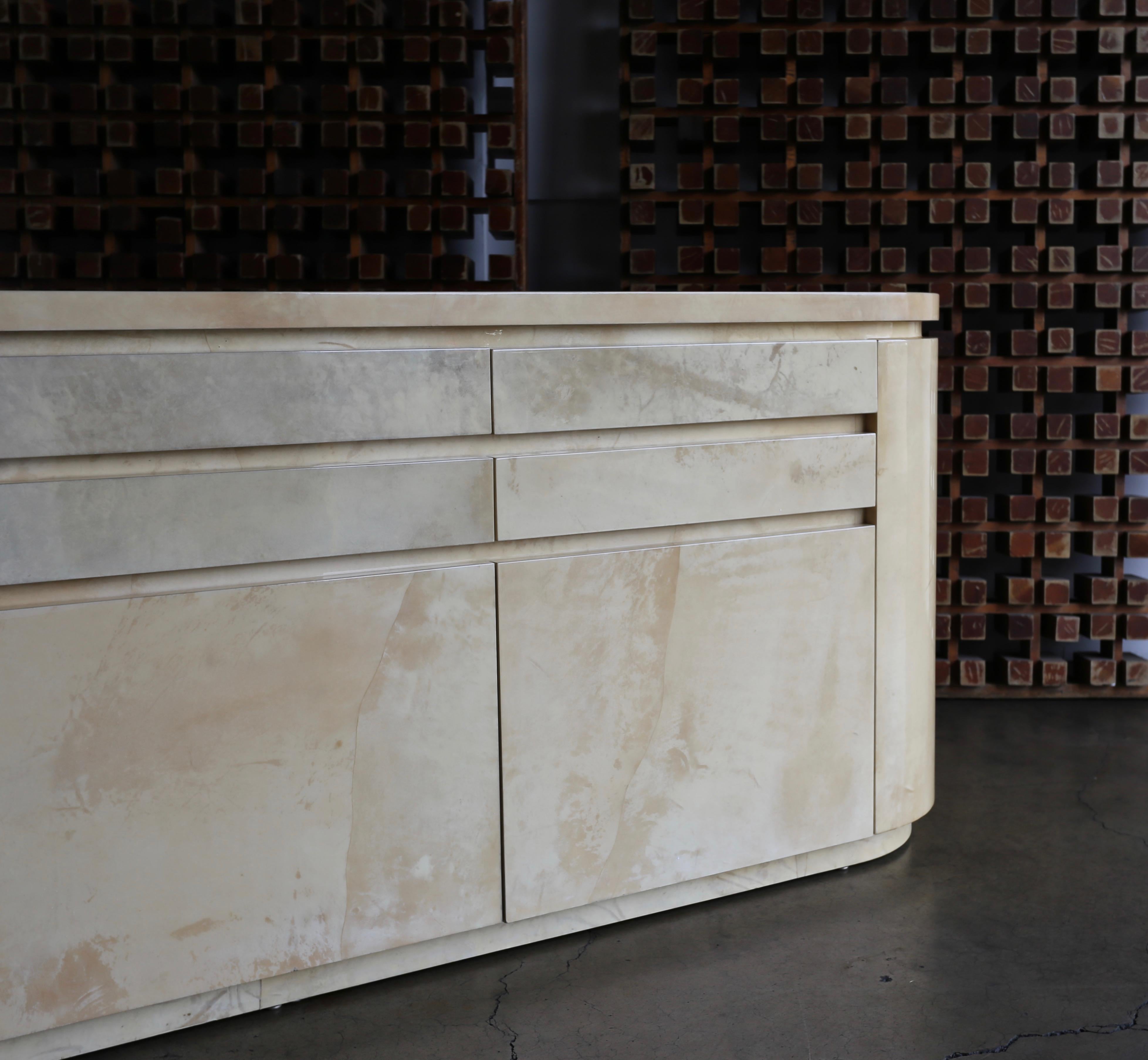 20th Century Lacquered Goatskin Credenza, circa 1975