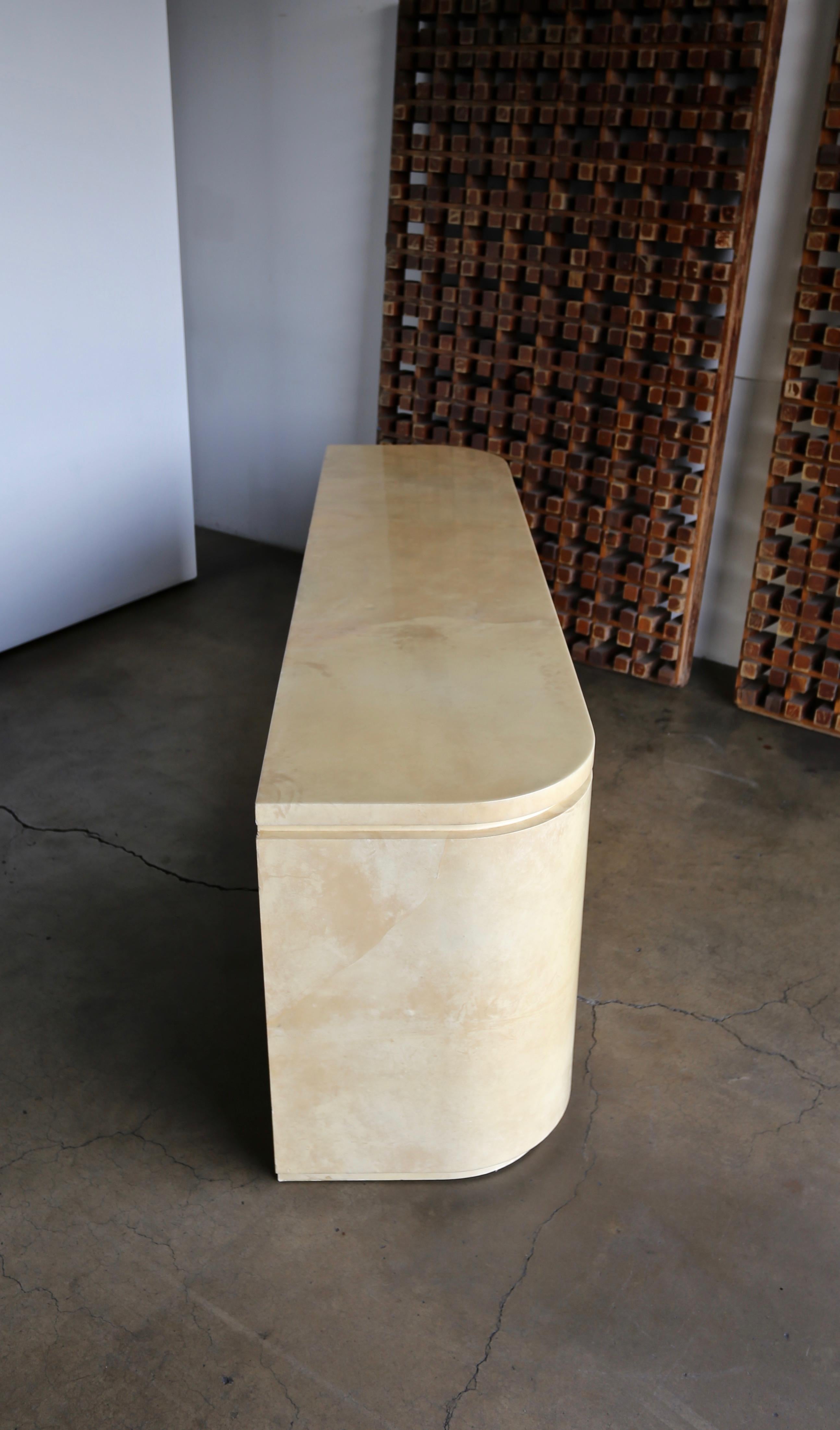 Lacquered Goatskin Credenza, circa 1975 2