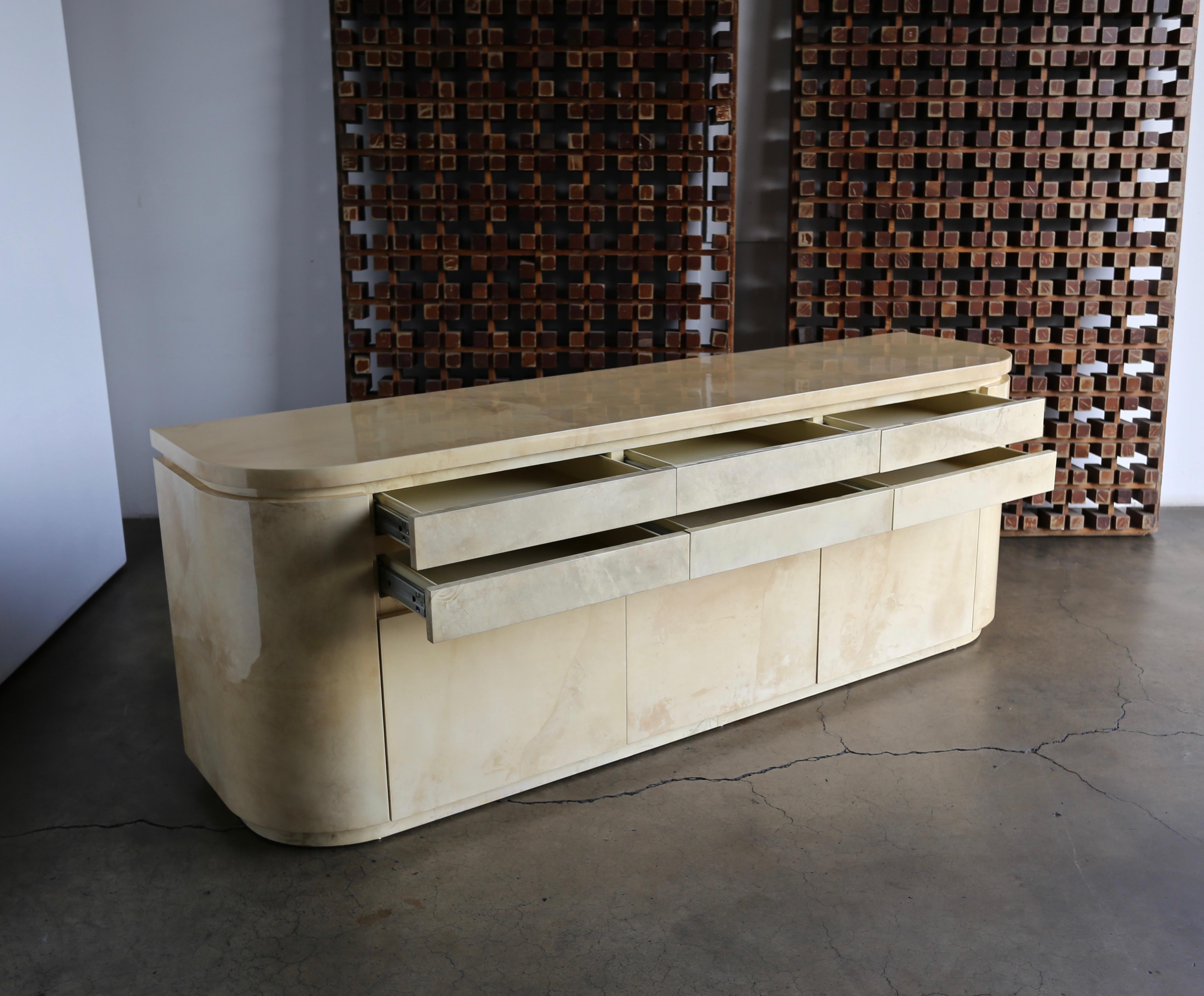 Lacquered Goatskin Credenza, circa 1975 3