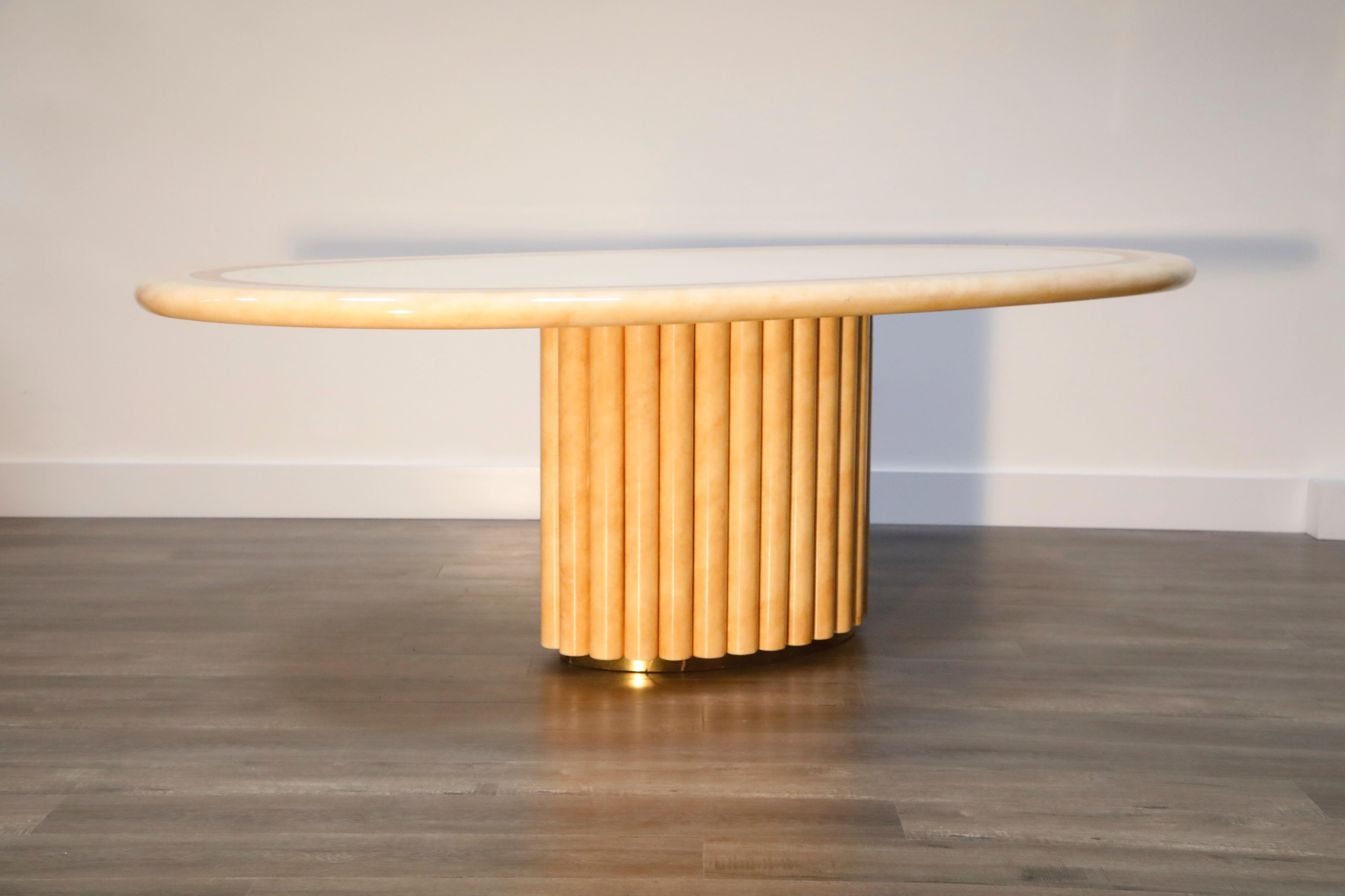 Late 20th Century Lacquered Goatskin Dining Table by Jean Claude Mahey, 1970s France, Signed