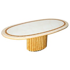 Table de salle à manger en peau de chèvre laquée de Jean Claude Mahey, 1970, signée