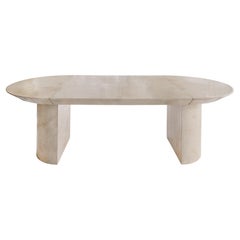 Mesa de comedor extensible de piel de cabra lacada, atribuida a Karl Springer, 2 hojas