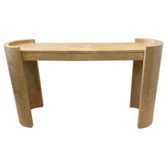 Lacquered Goatskin Parchment Console Table by Karl Springer