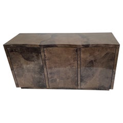 Lacquered Goatskin Parchment Credenza by Karl Springer