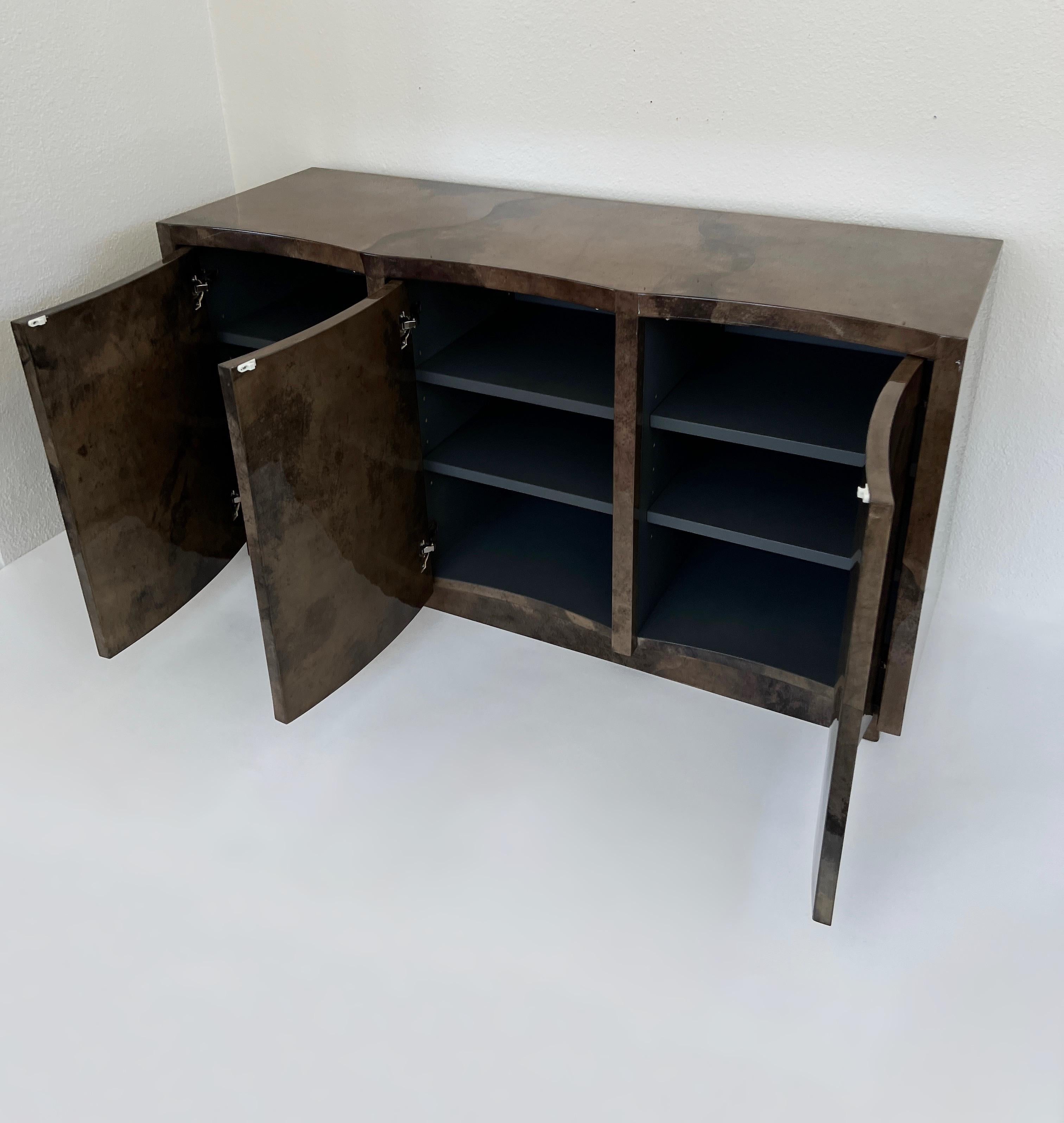 Modern Lacquered Goatskin Parchment Credenza by Karl Springer For Sale