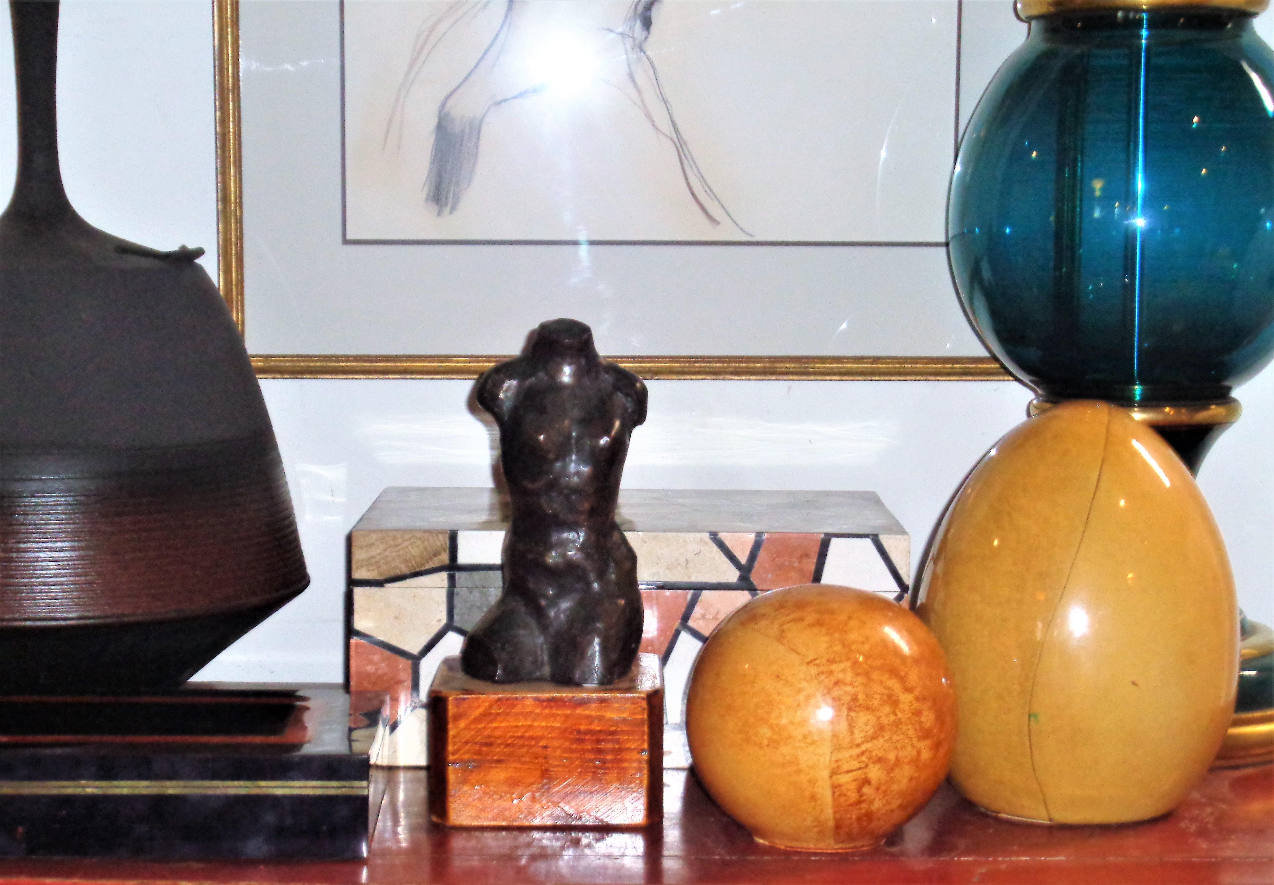 Lacquered Goatskin Sculpture Objects, Karl Springer Style 1970's In Good Condition In Rochester, NY
