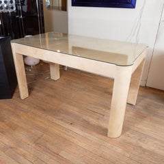 Lacquered goatskin two drawer desk
