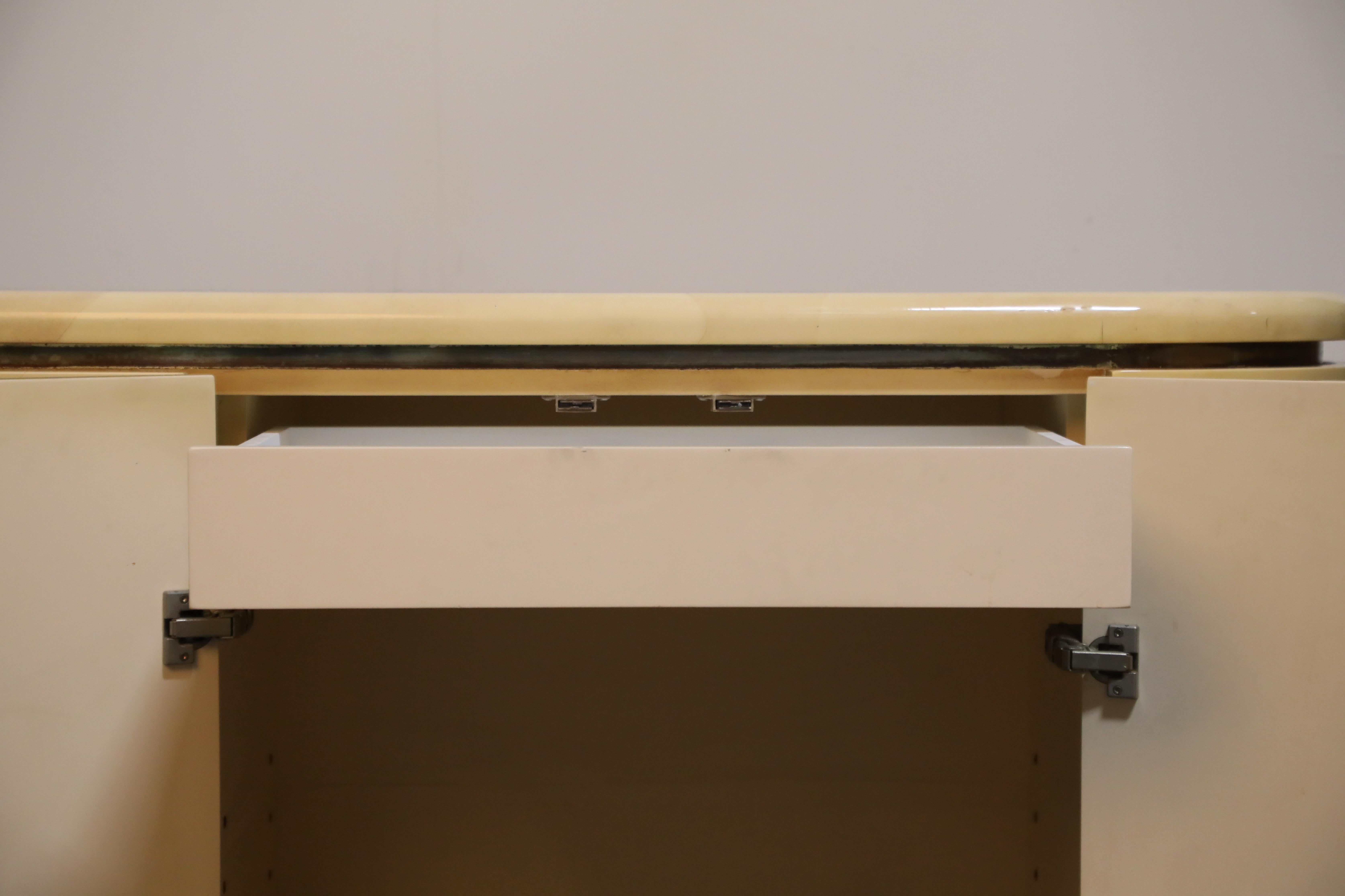 Lacquered Goatskin with Brass Detail Sideboard Style of Karl Springer, 1970s 6
