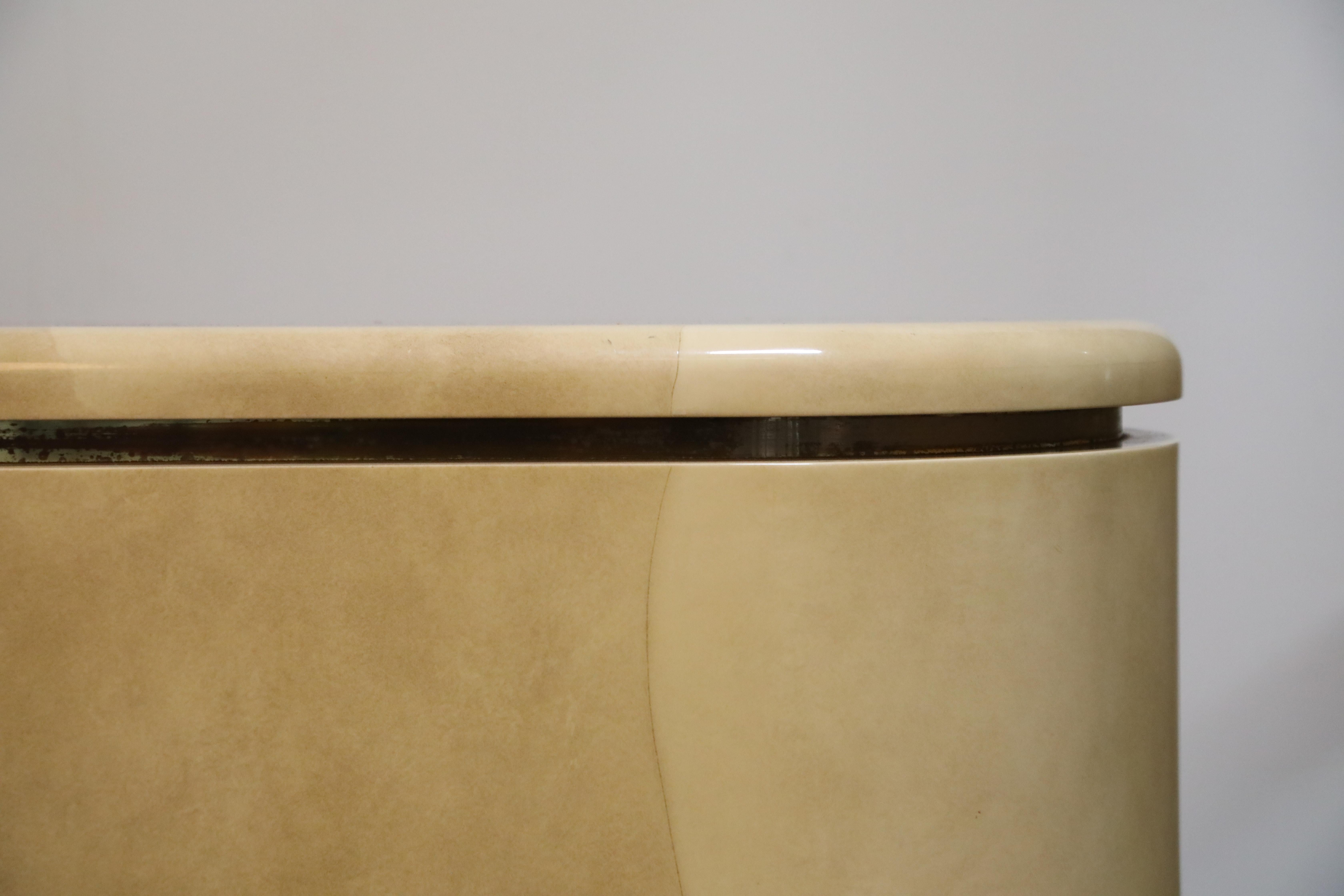 Lacquered Goatskin with Brass Detail Sideboard Style of Karl Springer, 1970s 9