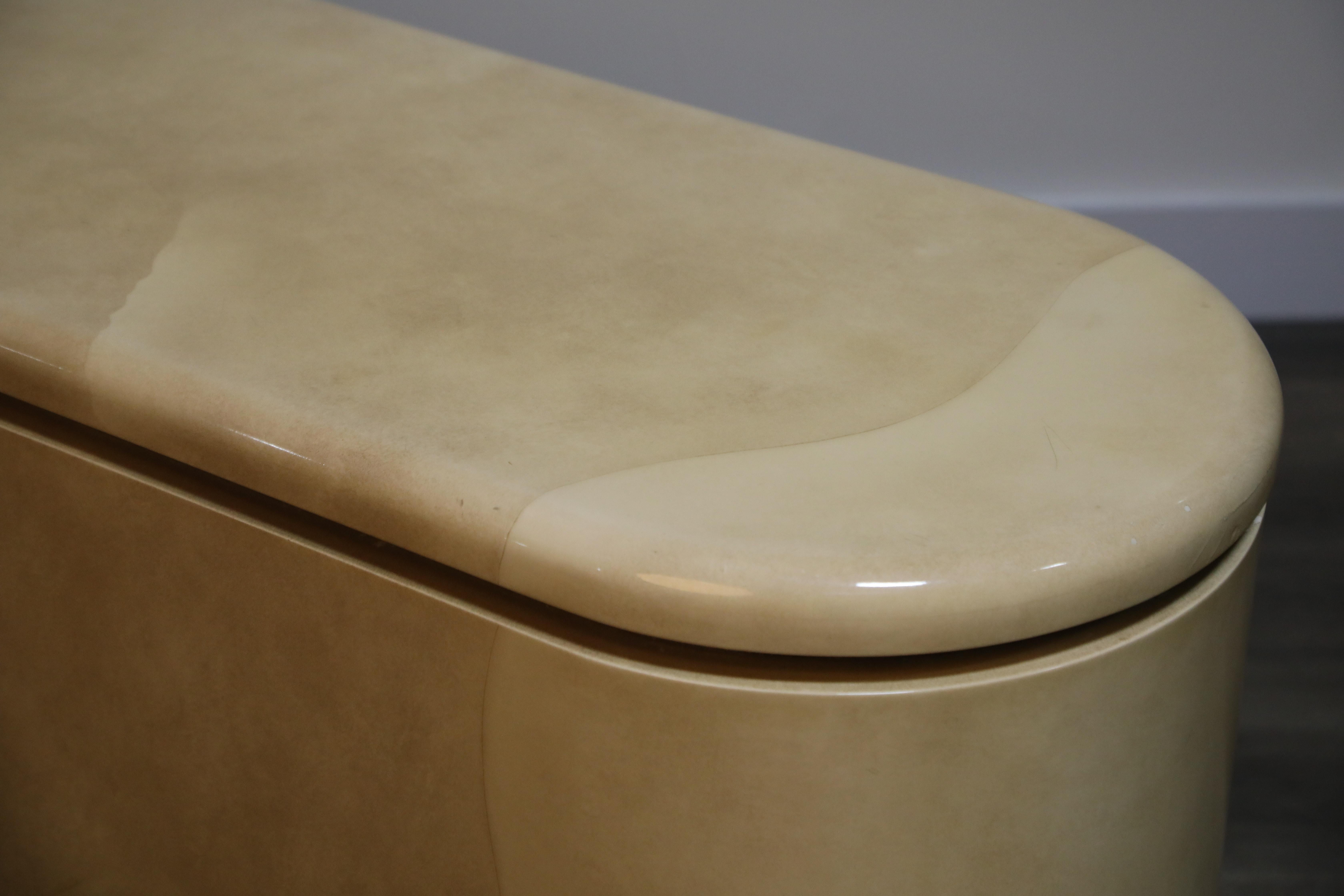 Lacquered Goatskin with Brass Detail Sideboard Style of Karl Springer, 1970s 10