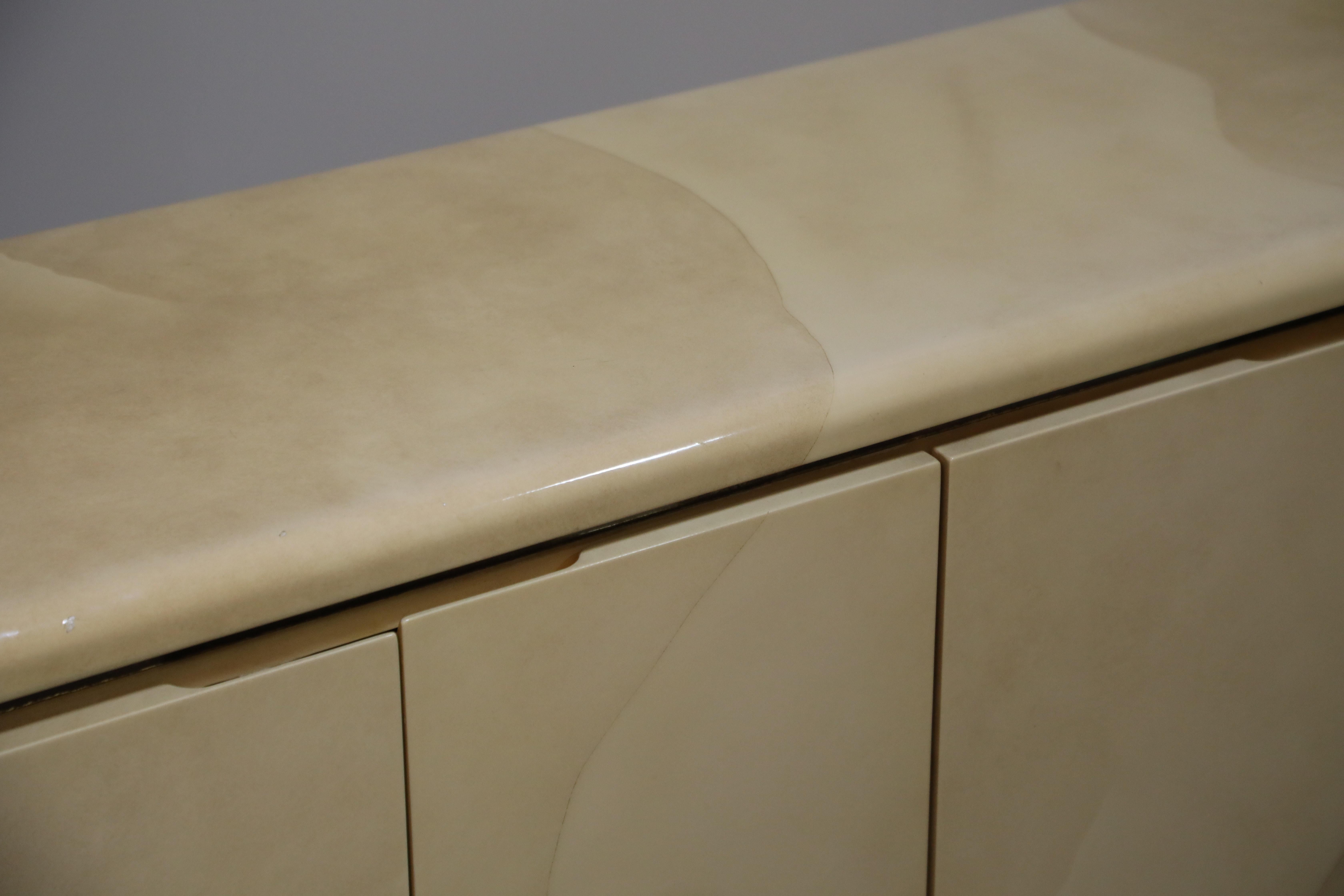 Lacquered Goatskin with Brass Detail Sideboard Style of Karl Springer, 1970s 11