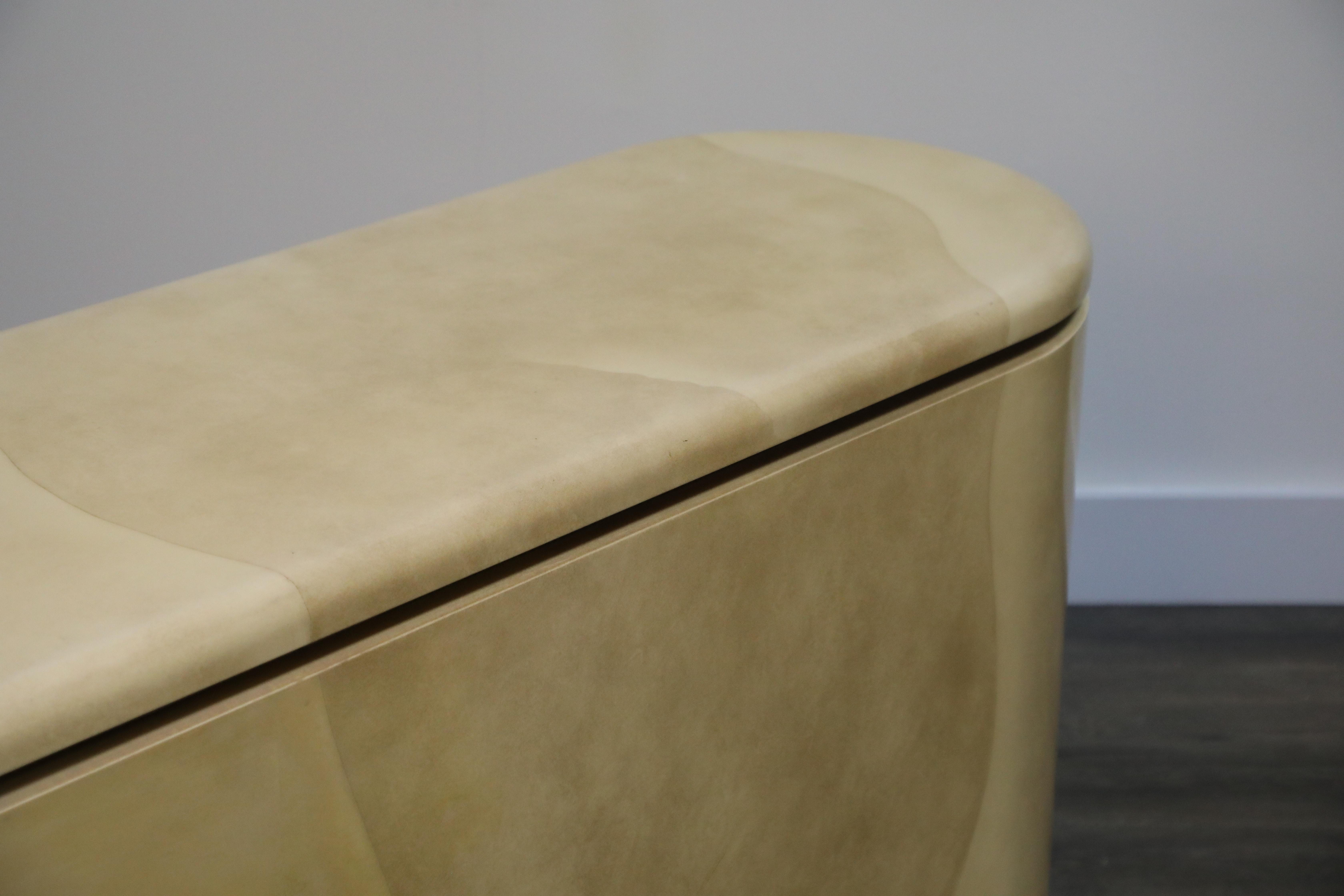 Lacquered Goatskin with Brass Detail Sideboard Style of Karl Springer, 1970s 12