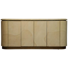 Lacquered Goatskin with Brass Detail Sideboard Style of Karl Springer, 1970s
