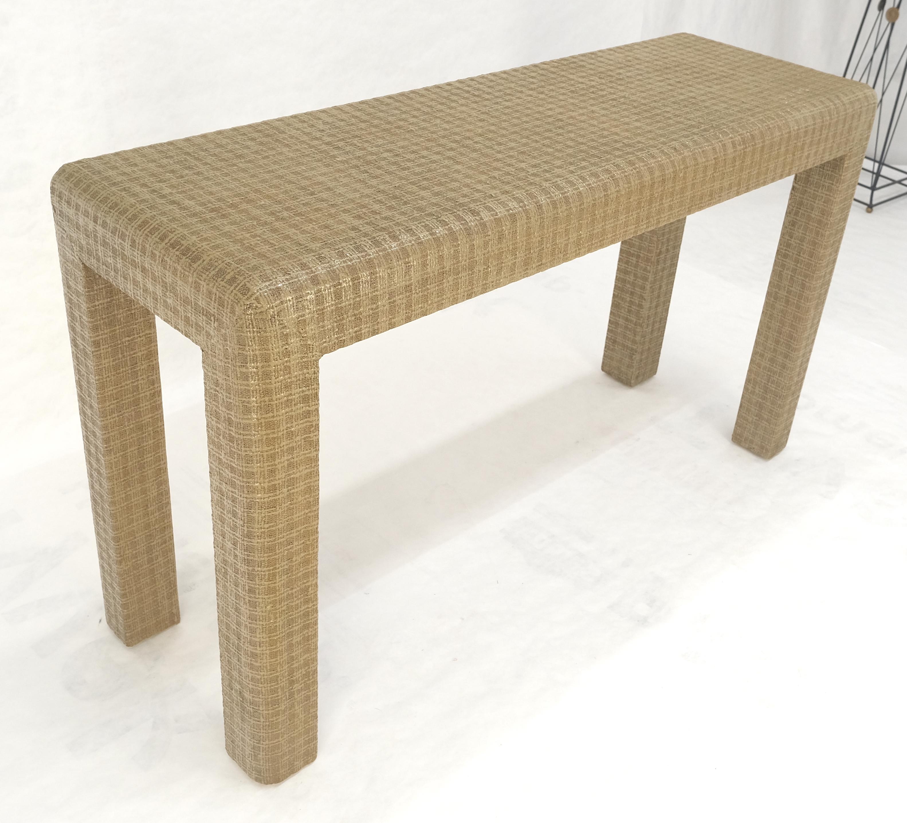 lacquered Grass Cloth Mid Century c1970s Console Sofa Table MINT For Sale 3