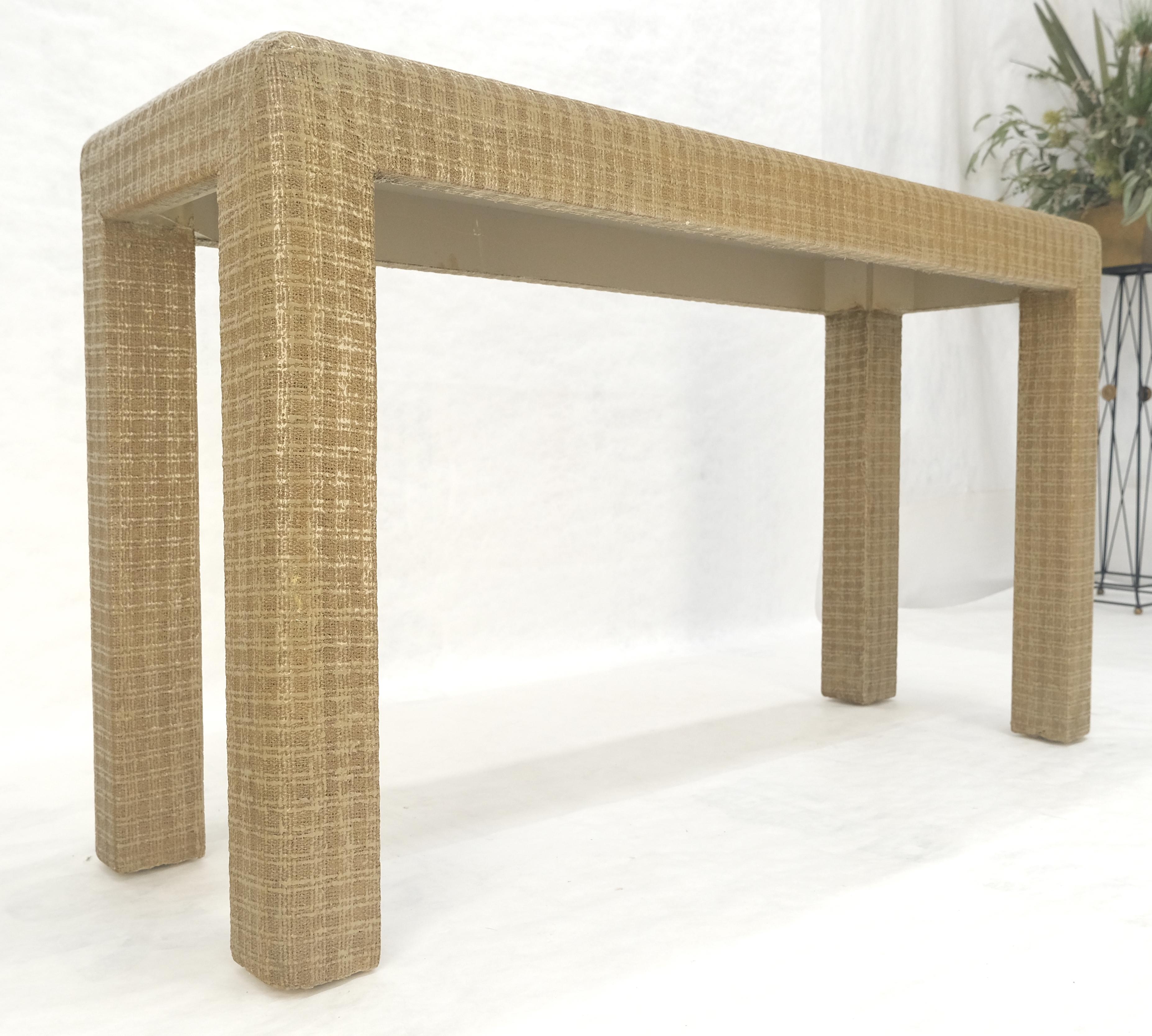 lacquered Grass Cloth Mid Century c1970s Console Sofa Table MINT For Sale 4