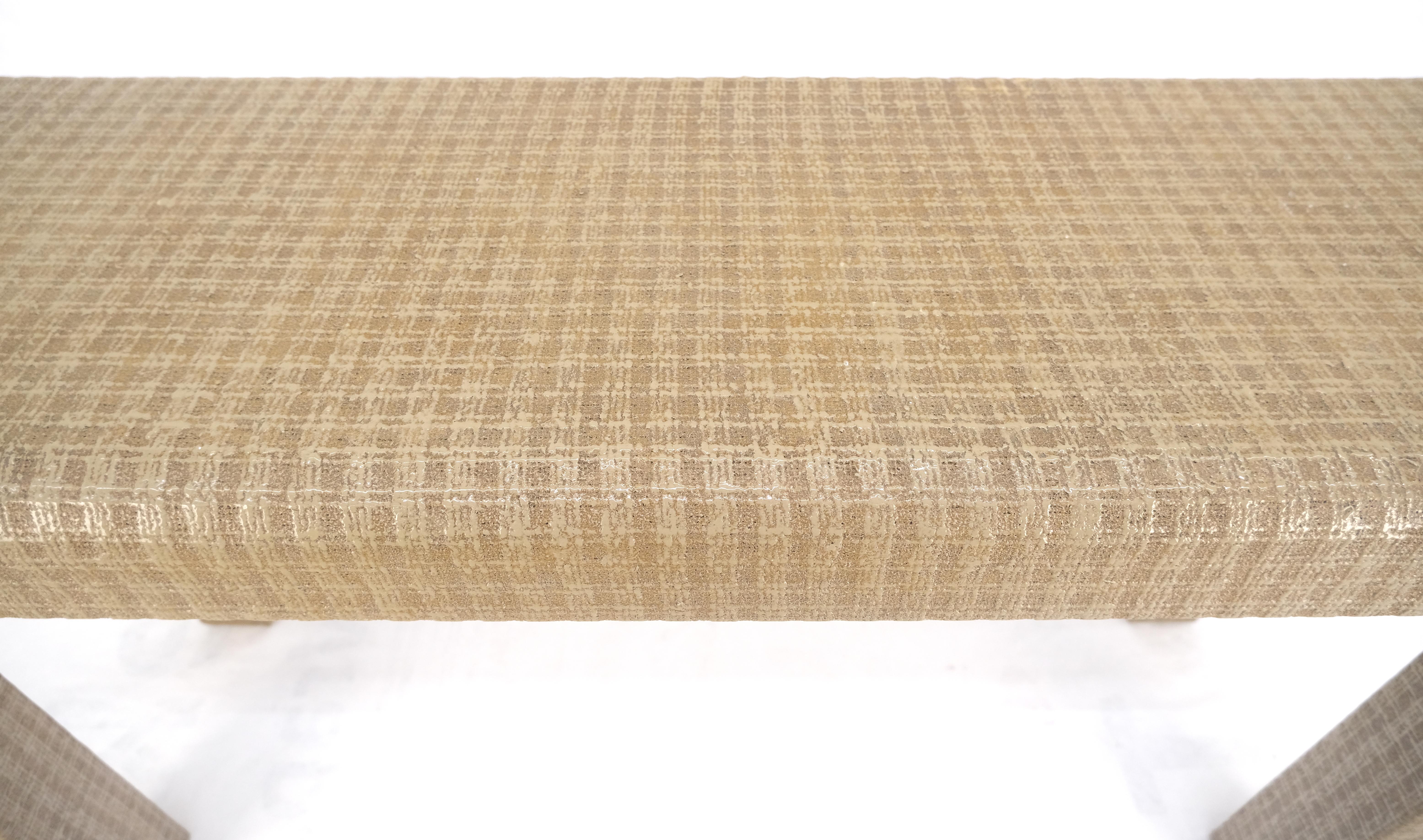 Mid-Century Modern lacquered Grass Cloth Mid Century c1970s Console Sofa Table MINT For Sale