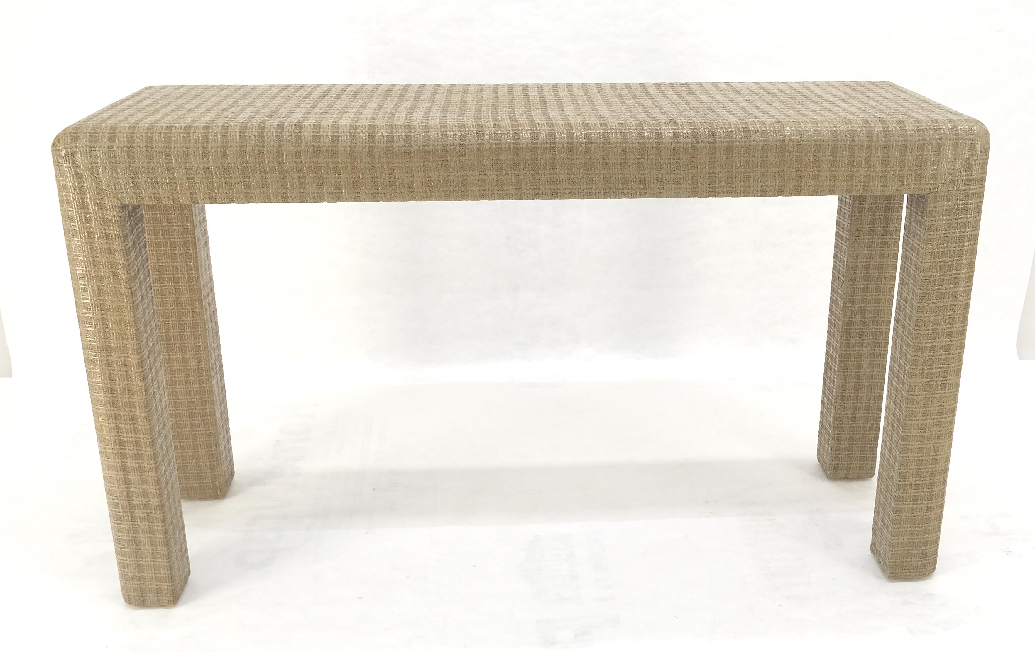 American lacquered Grass Cloth Mid Century c1970s Console Sofa Table MINT For Sale