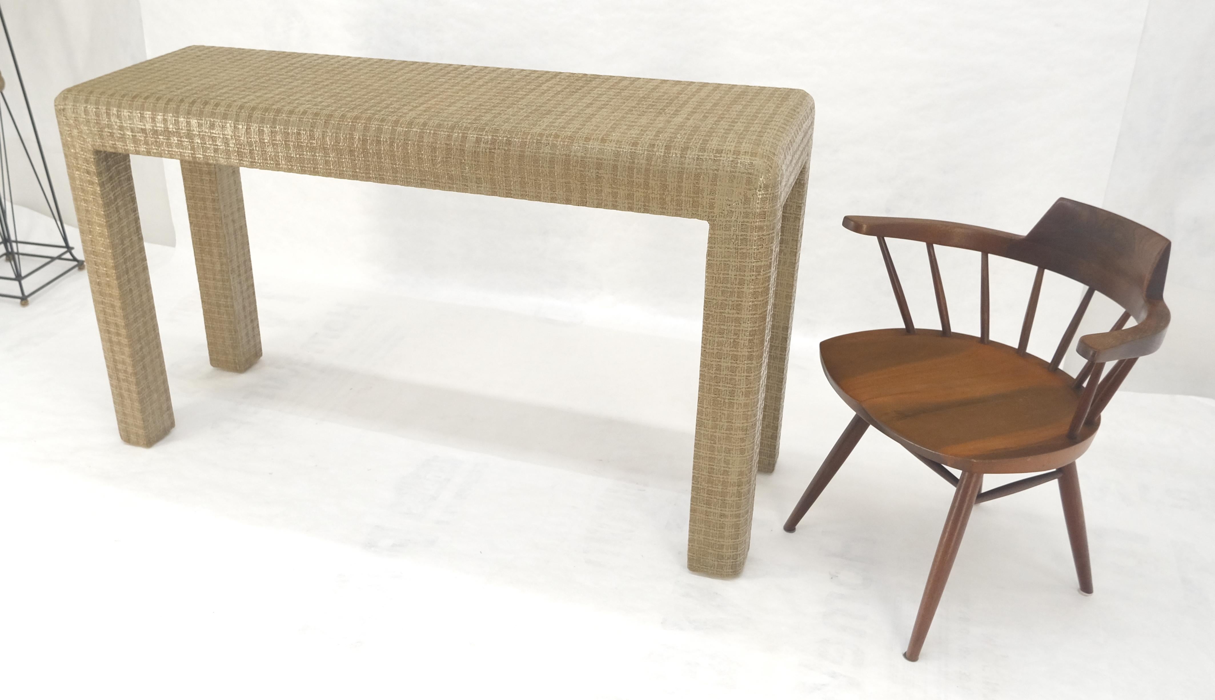 20th Century lacquered Grass Cloth Mid Century c1970s Console Sofa Table MINT For Sale