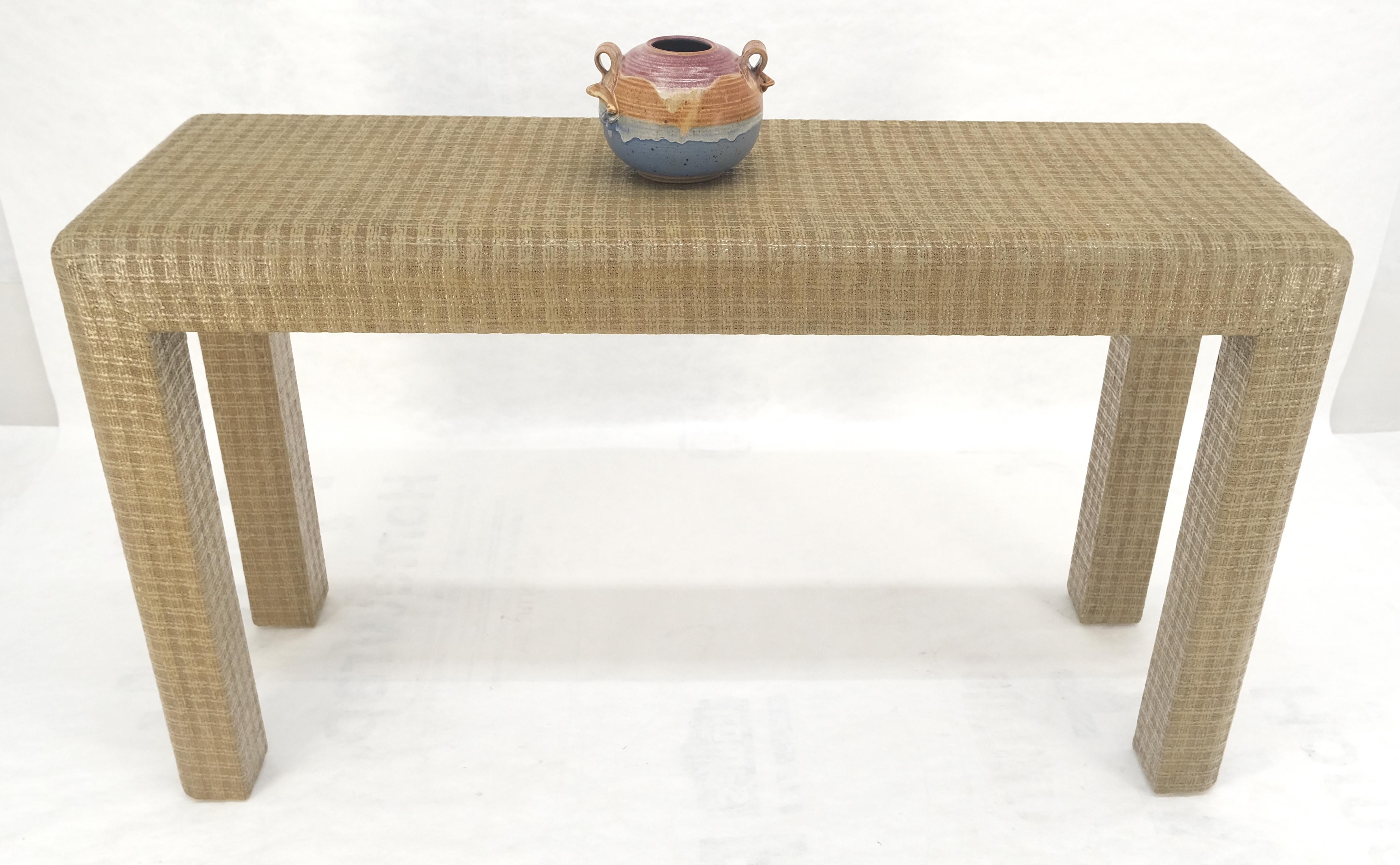 Grasscloth lacquered Grass Cloth Mid Century c1970s Console Sofa Table MINT For Sale