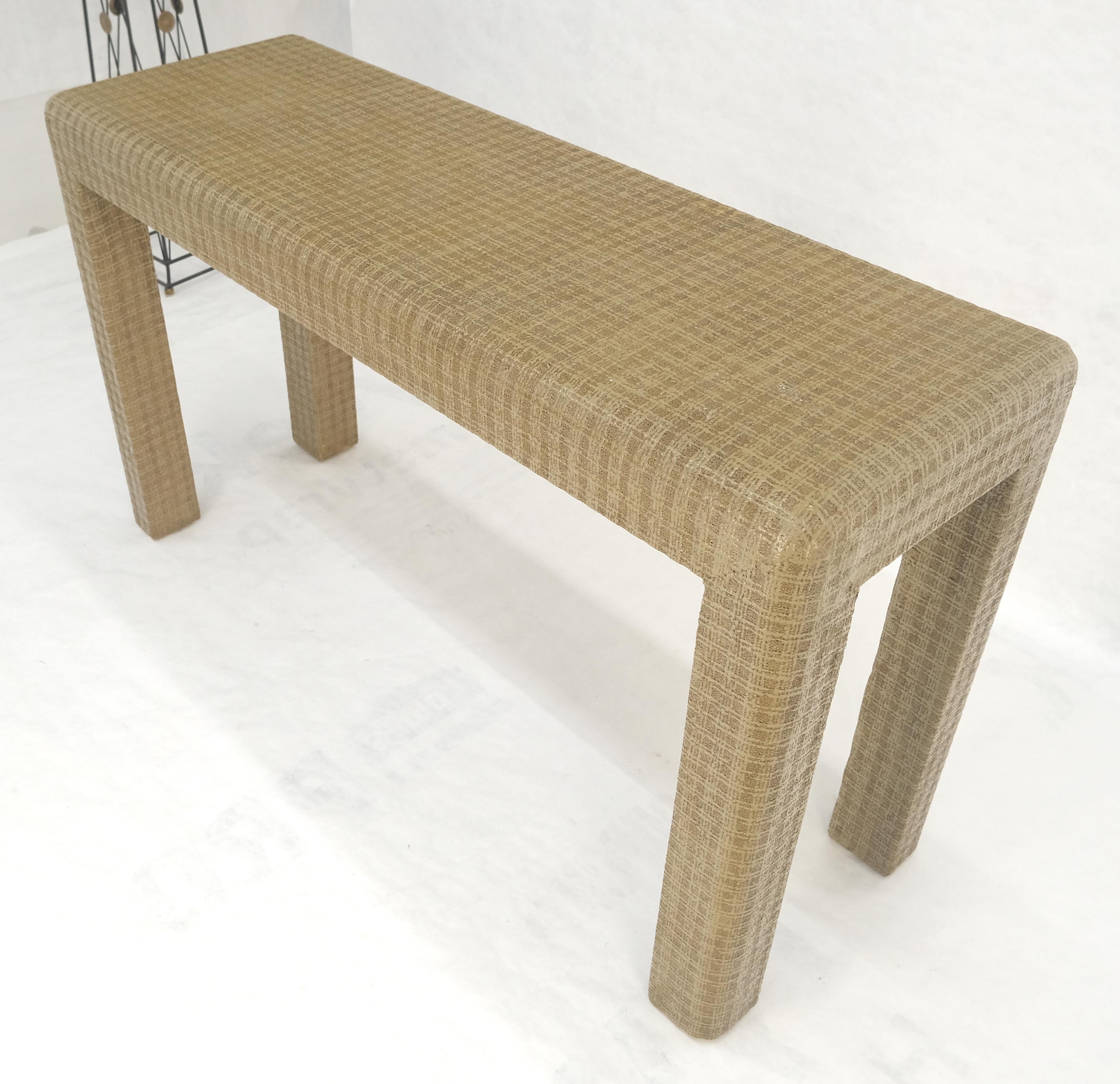 lacquered Grass Cloth Mid Century c1970s Console Sofa Table MINT For Sale 2