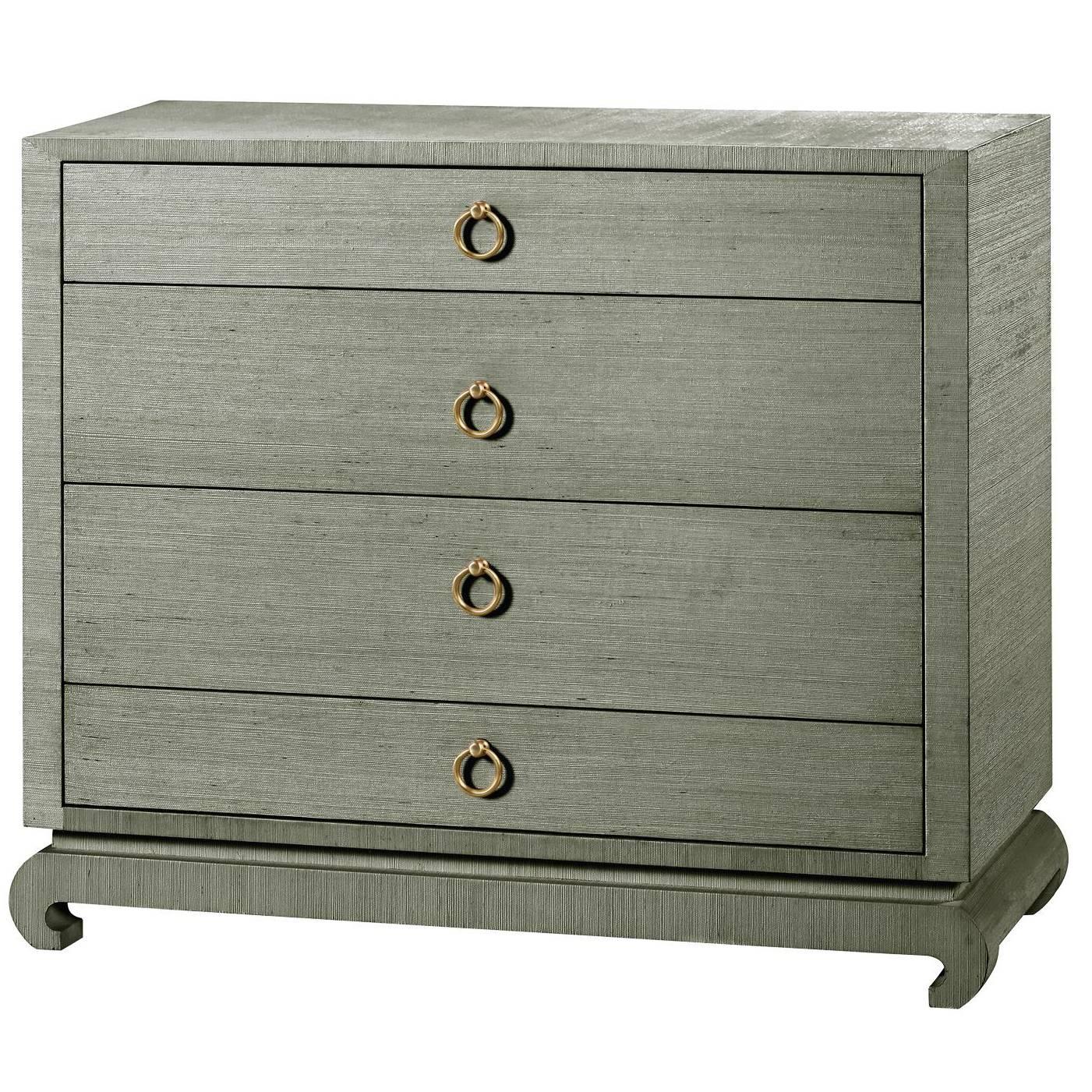 Lacquered Grasscloth Chest of Drawers For Sale