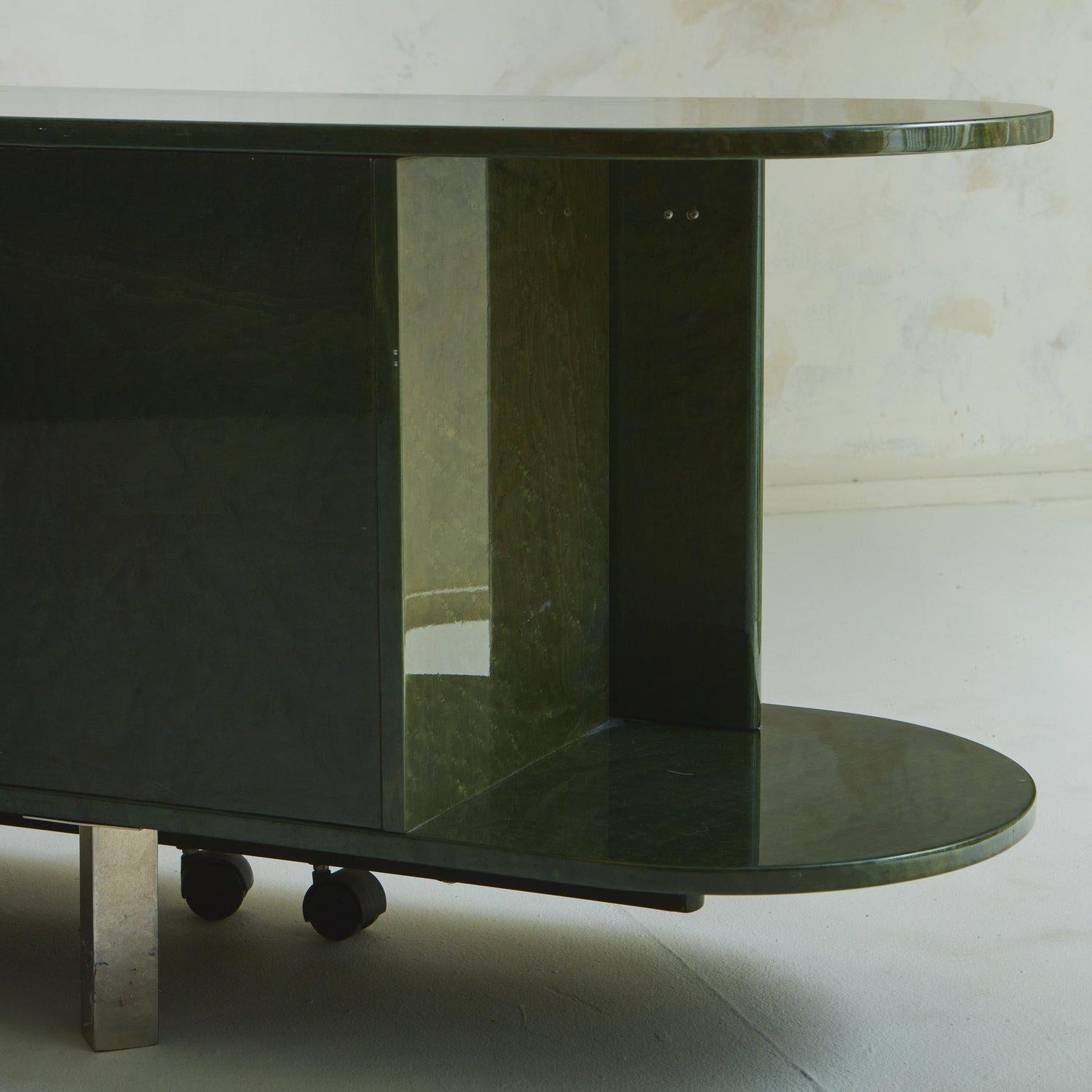 Lacquered Green Birdseye Maple Credenza by Saporiti Italia, 1960s For Sale 5