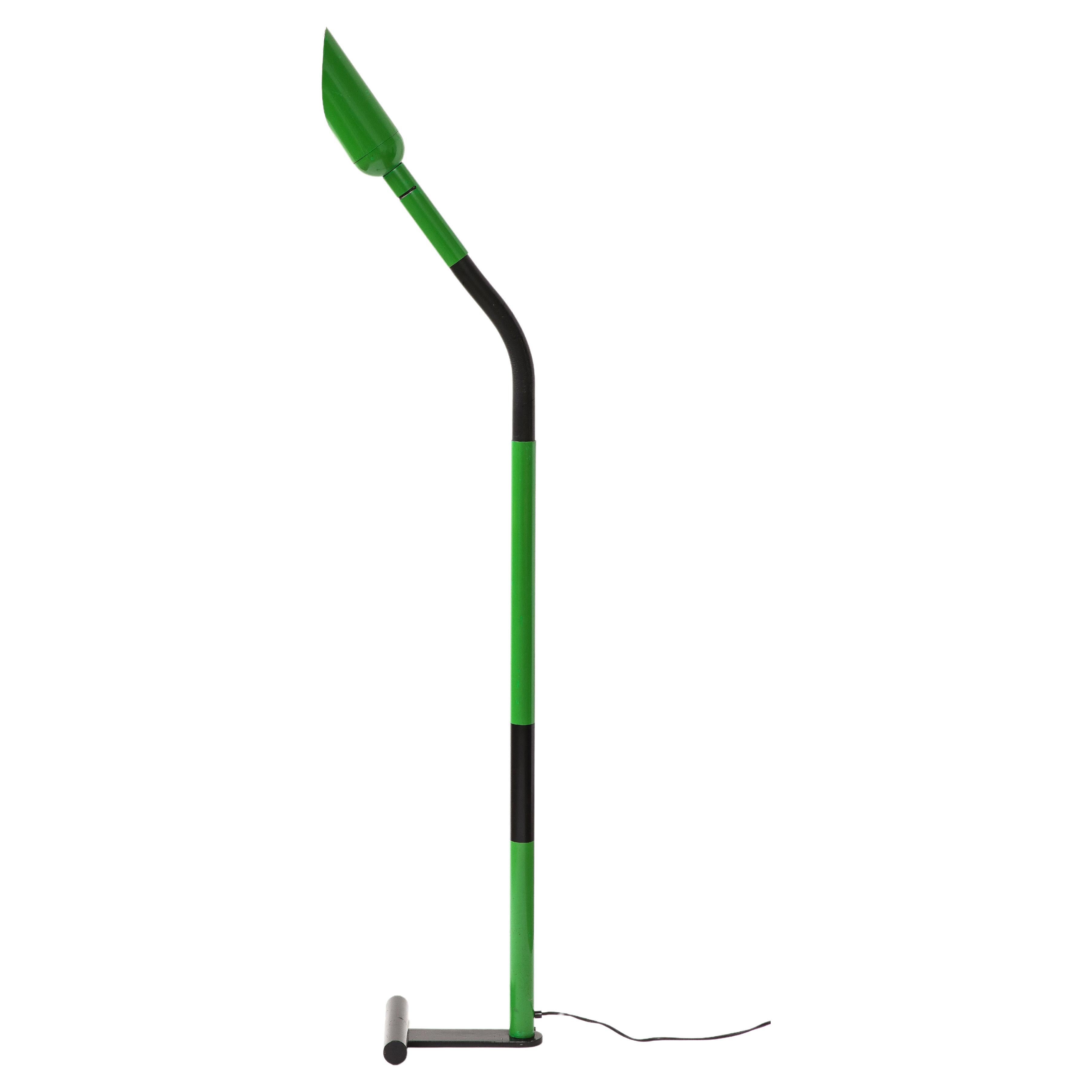 Lacquered Green Metal Floor Lamp, Italy, c. 1970 For Sale