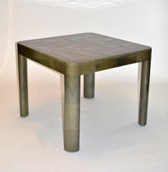 Lacquered Green Parchment Goatskin Game or Card Table or Desk Tura Springer 80's