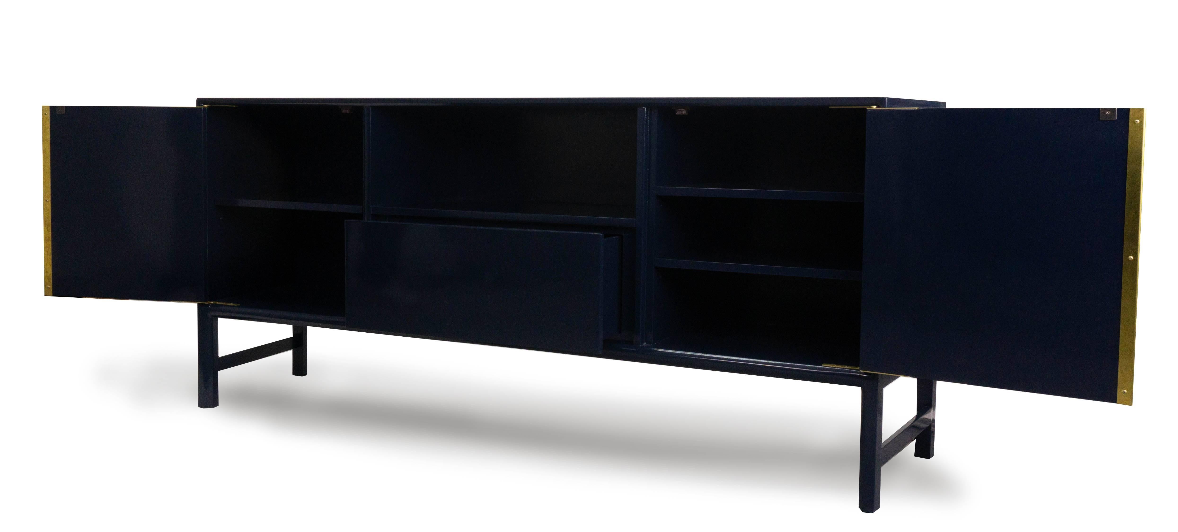 American Lacquered High Gloss Modern Sideboard, Customizable For Sale