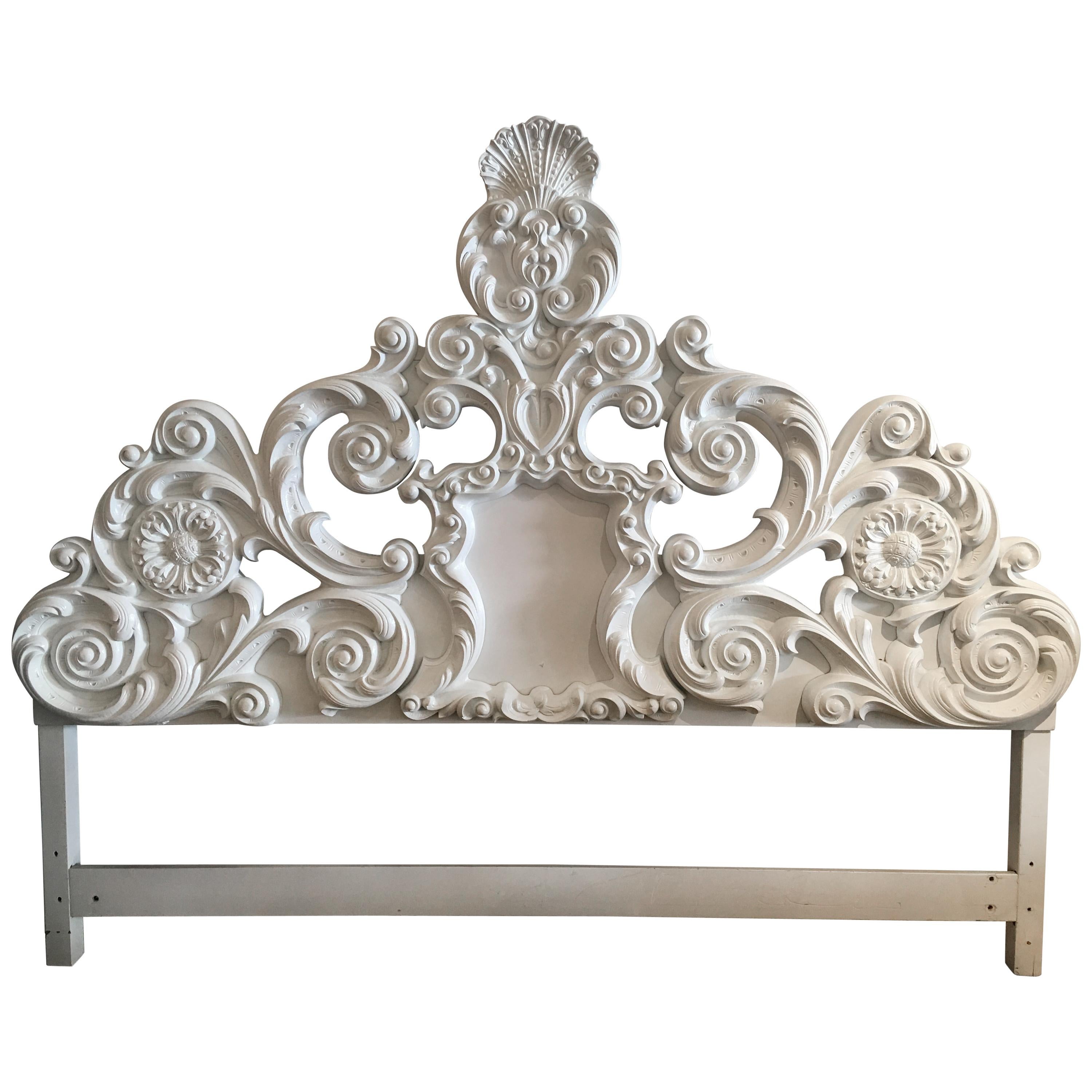 Lacquered Hollywood Regency King Headboard For Sale