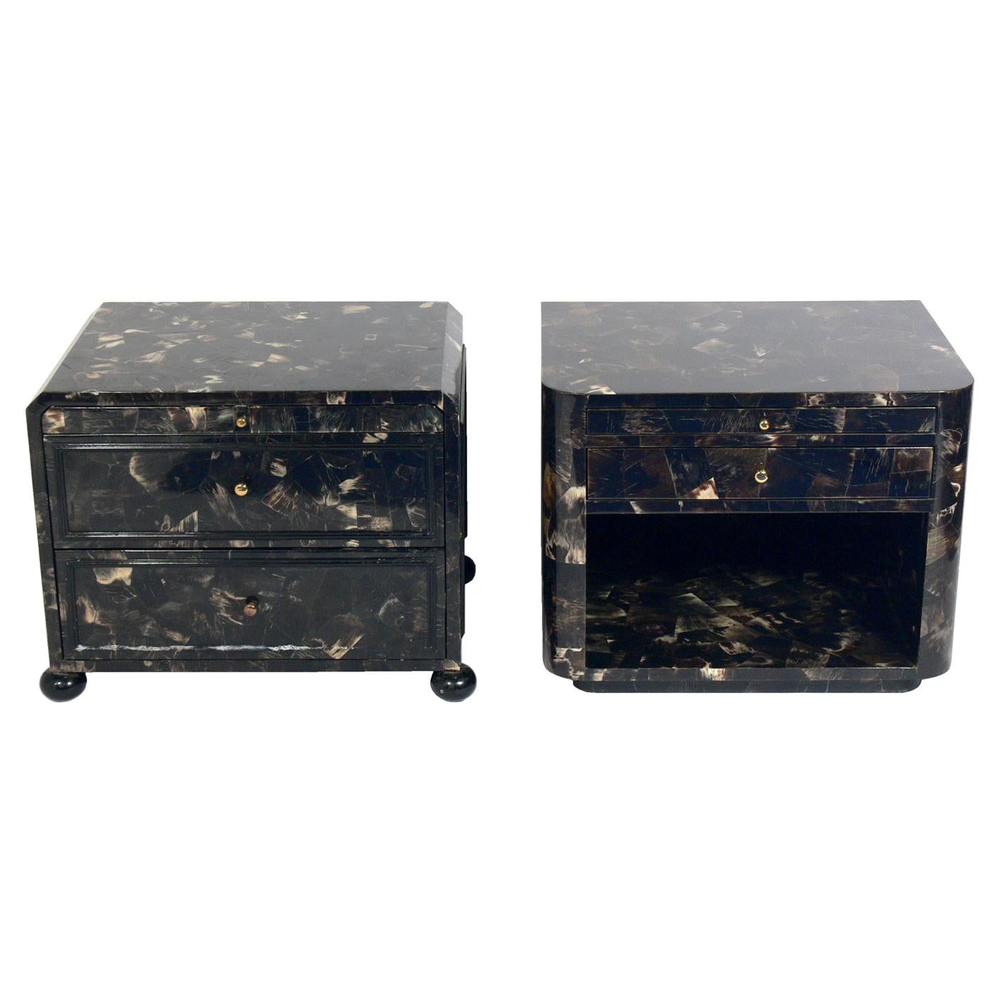 Lacquered Horn Nightstand or End Table