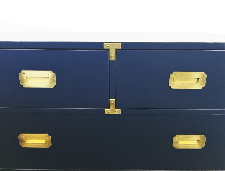 Lacquered in Royal Blue Campaign Style Seven-Drawer Dresser For Sale at  1stDibs | blue campaign dresser, royal blue dresser, campaign style dresser