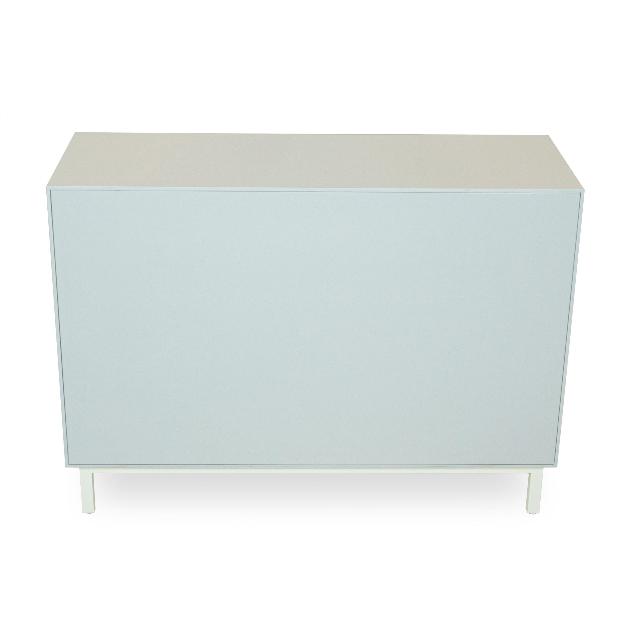 Lacquered Light Blue Chest of Three Drawers with Round Gold Pulls For Sale 3