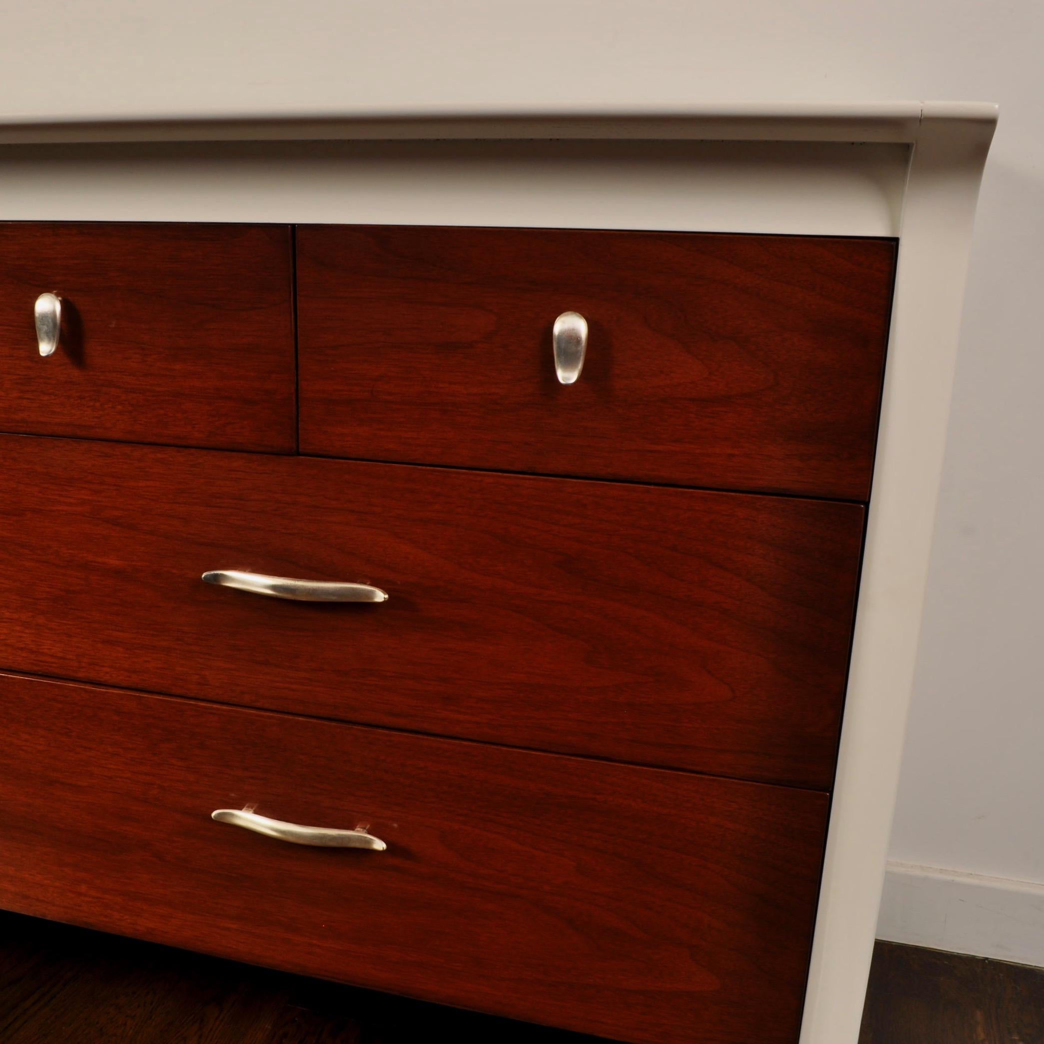 Mid-Century Modern Lacquered Low Dresser and Nightstand by Drexel For Sale