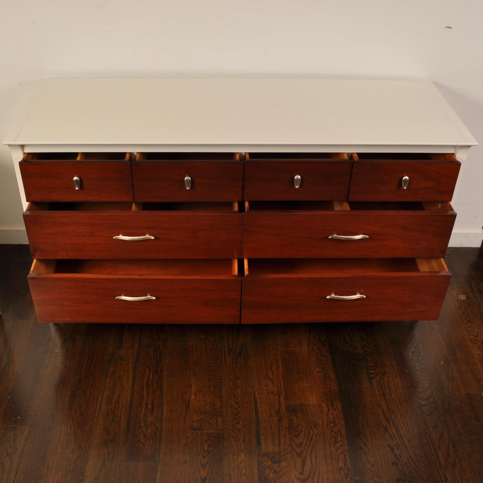 20th Century Lacquered Low Dresser and Nightstand by Drexel For Sale