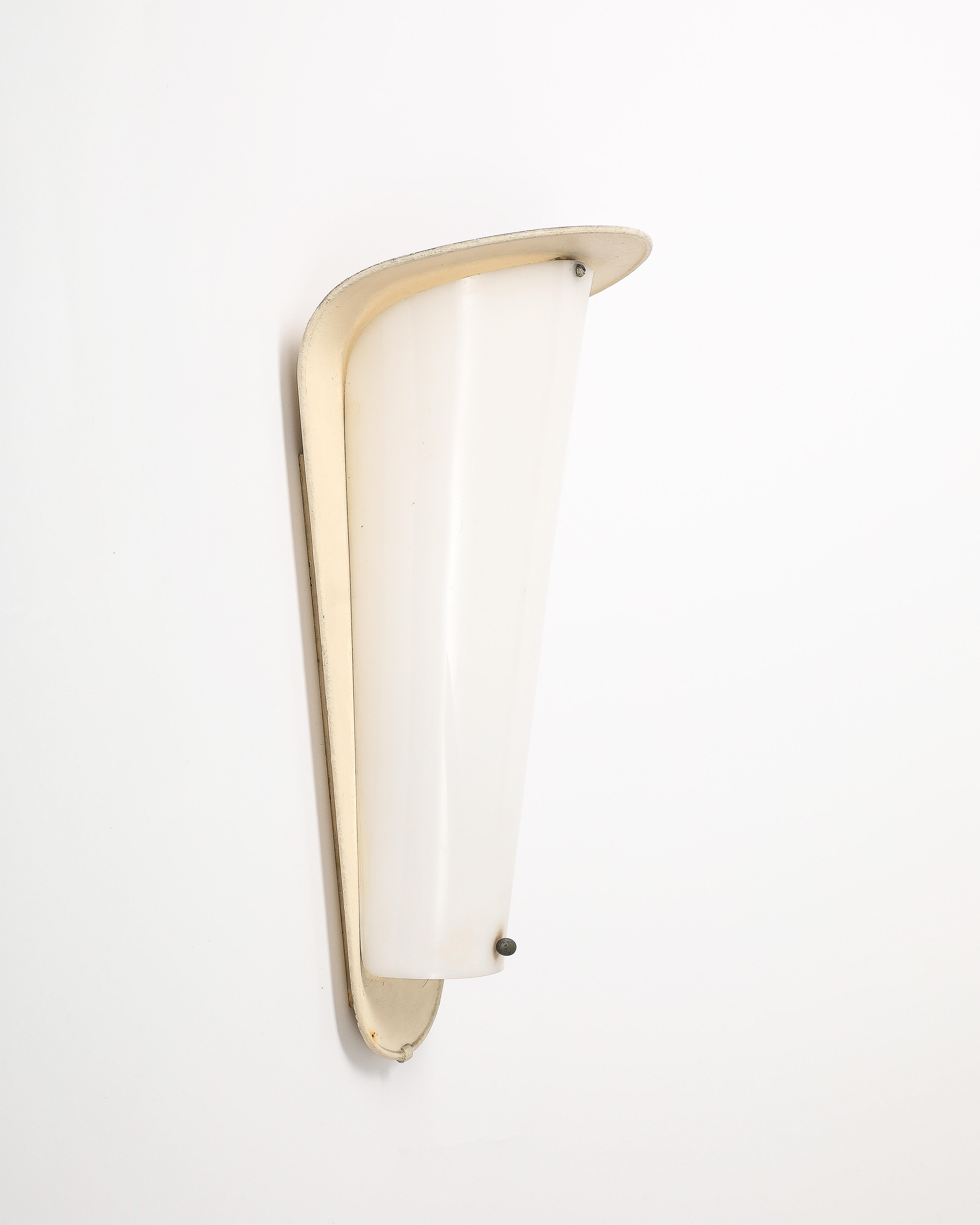 Lacquered Metal and acrylic sconce / wall light.