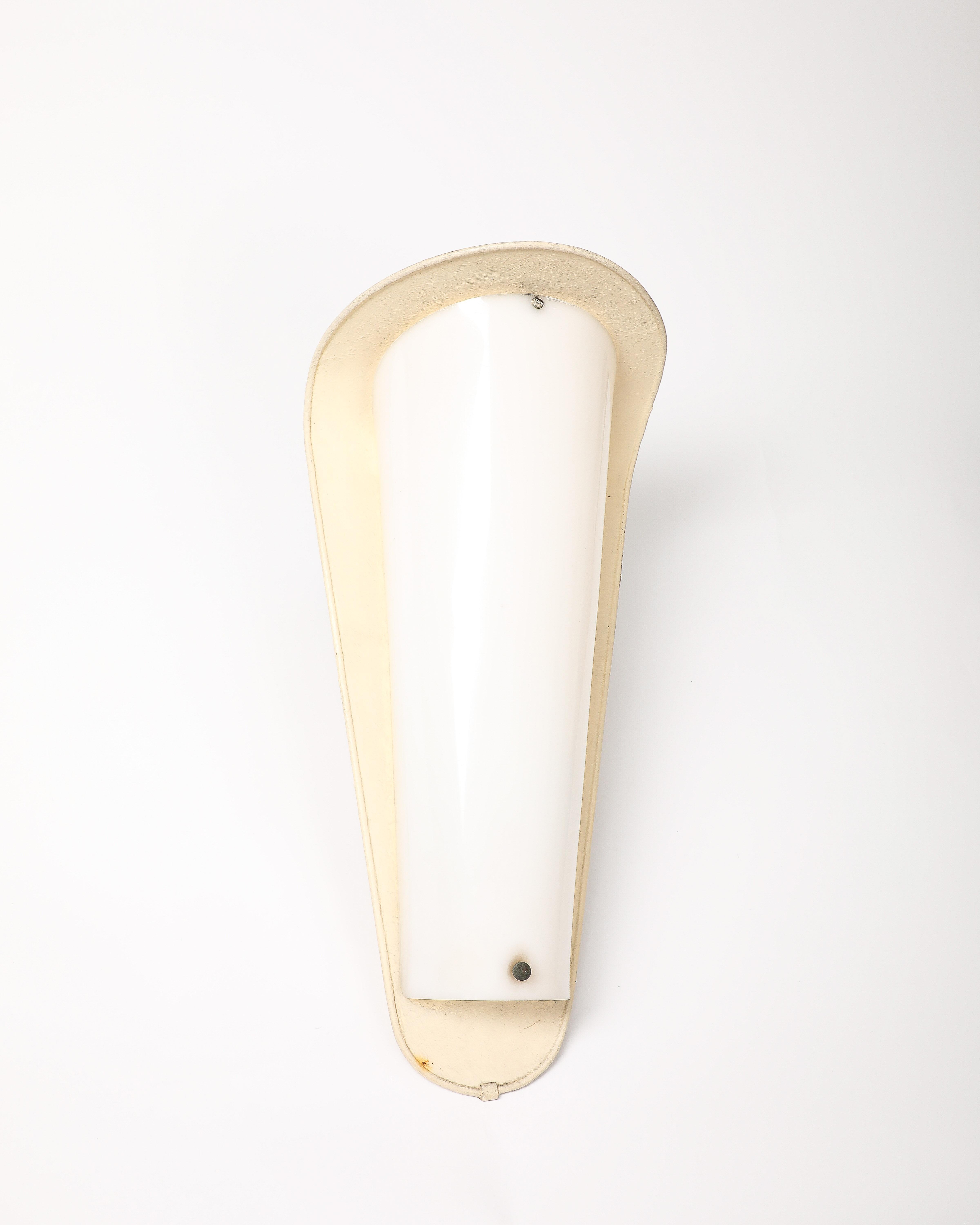 Mid-20th Century Lacquered Metal and Acrylic Tall Sconce, Italy, c. 1960 For Sale