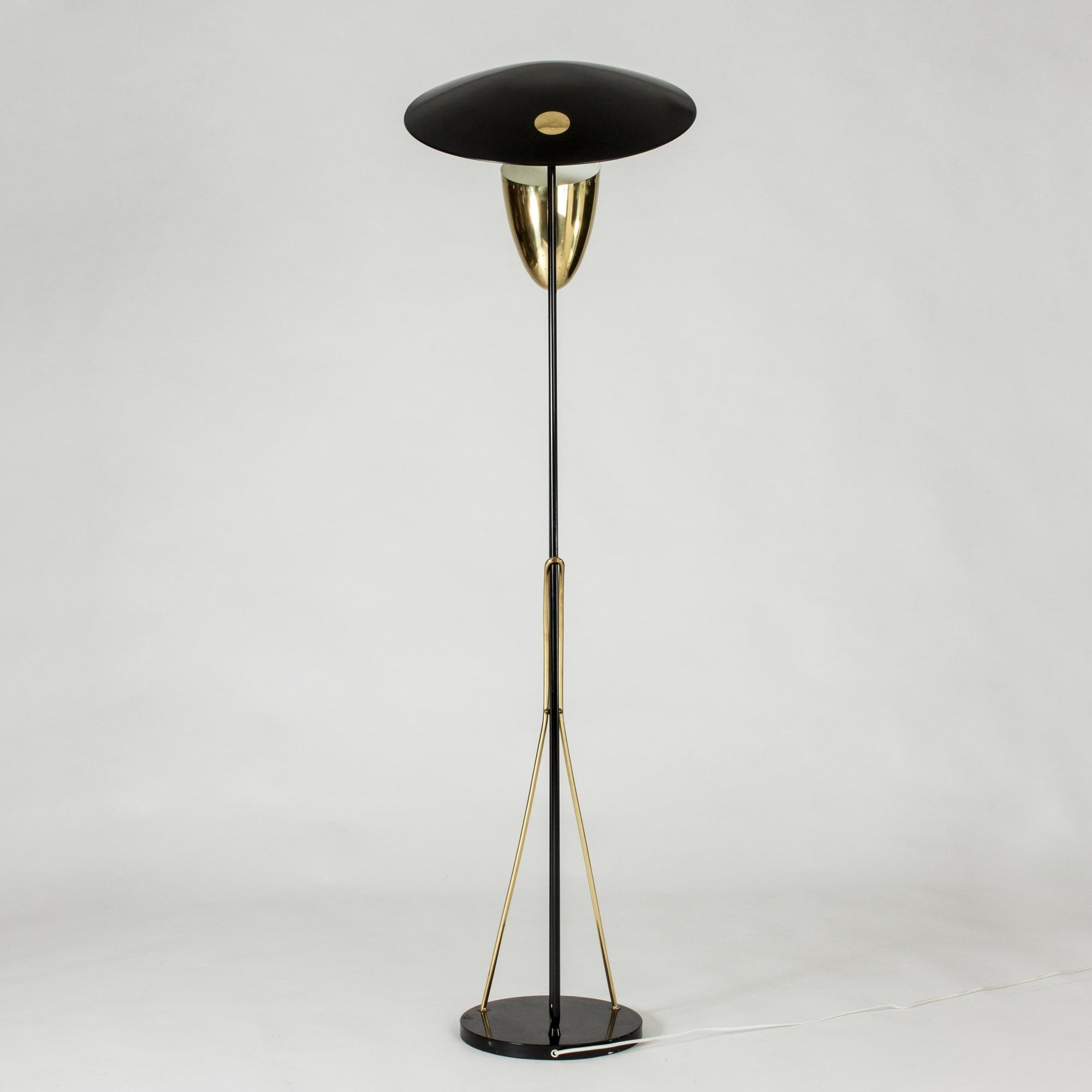 Danish Lacquered Metal and Brass Floor Lamp by Svend Aage Holm Sørensen, Denmark For Sale