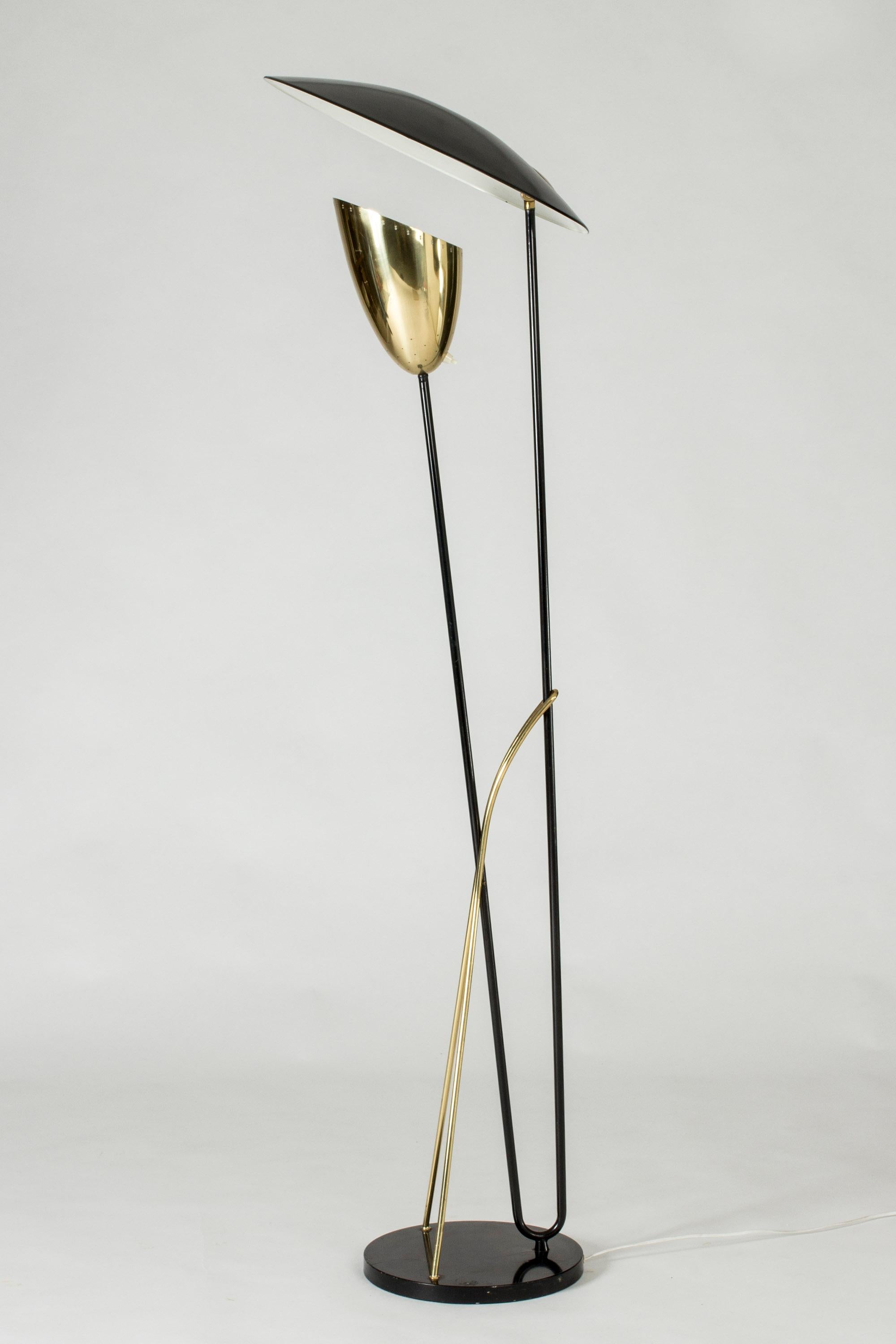 Mid-20th Century Lacquered Metal and Brass Floor Lamp by Svend Aage Holm Sørensen, Denmark For Sale