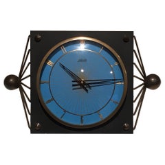 Lacquered Metal, Brass and Glass Clock, Circa 1950