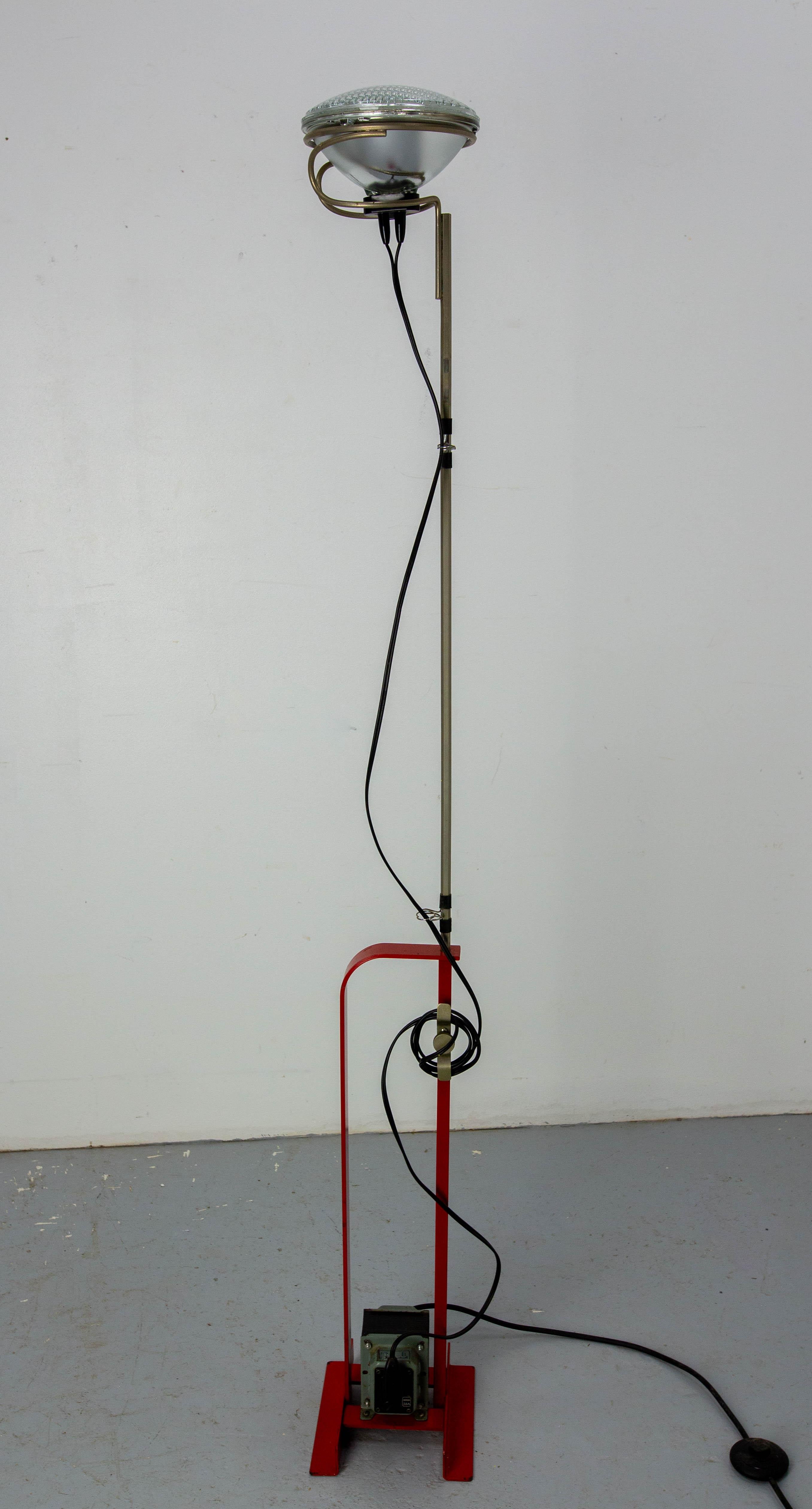 Industrial Lacquered Metal & Chrome Flos Toio Floor Lamp Vintage, French, circa 1960
