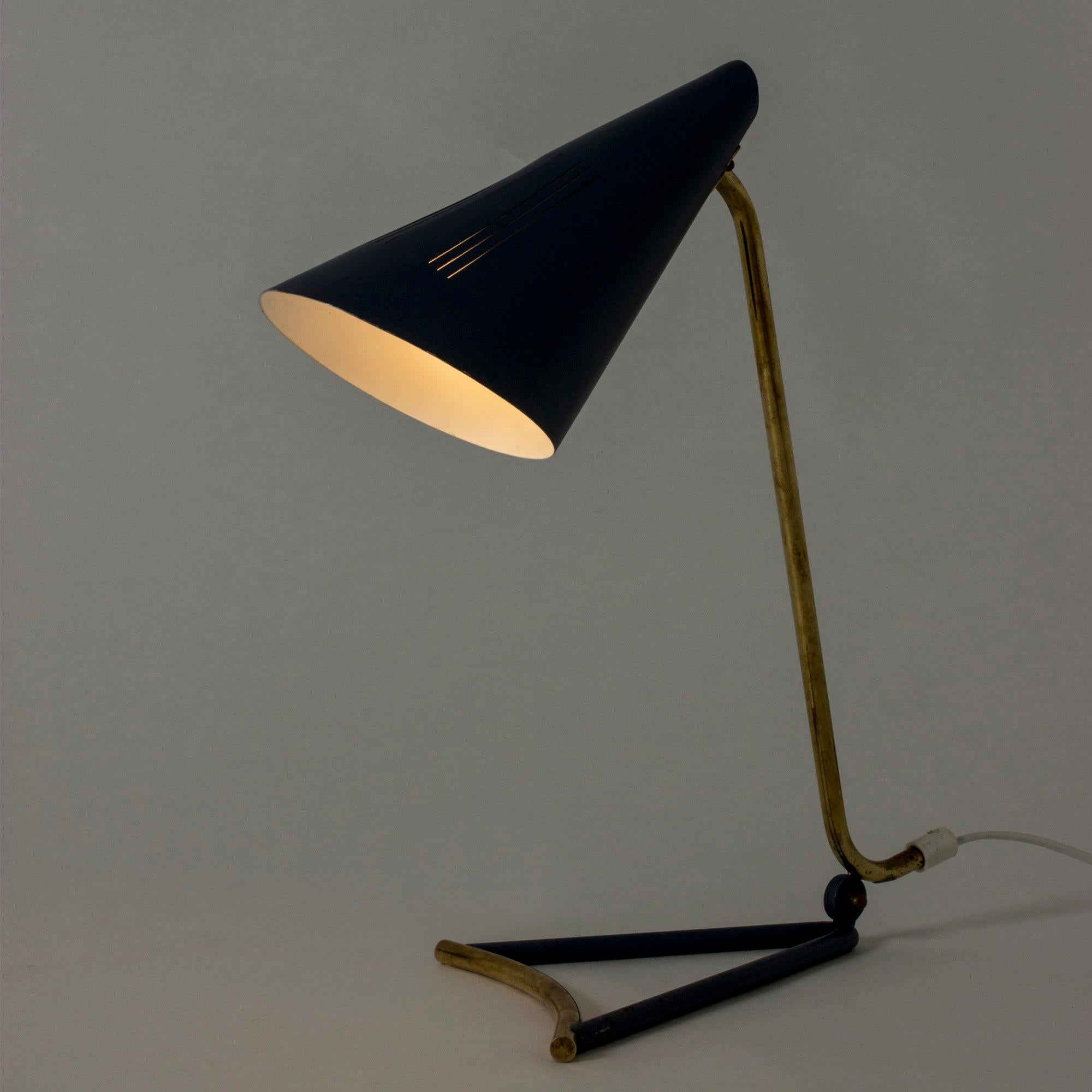 Danish Lacquered Metal Table Lamp by Knud Joos for Lyfa, Denmark, 1950s